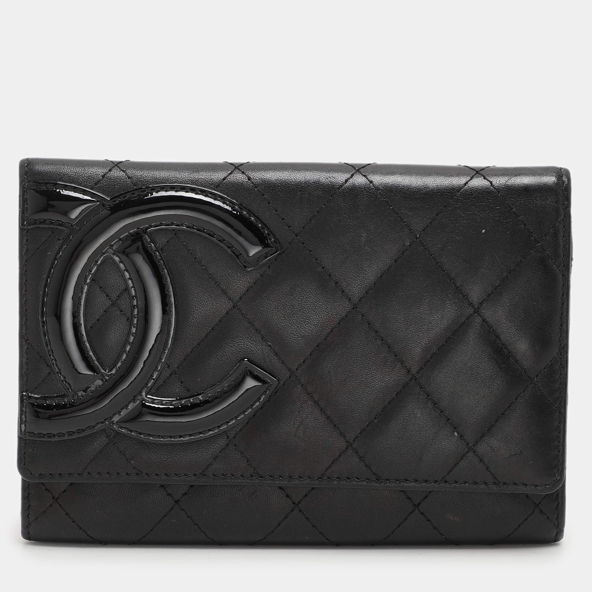 Pre Owned Chanel Black Quilted Leather Cambon Ligne Wallet