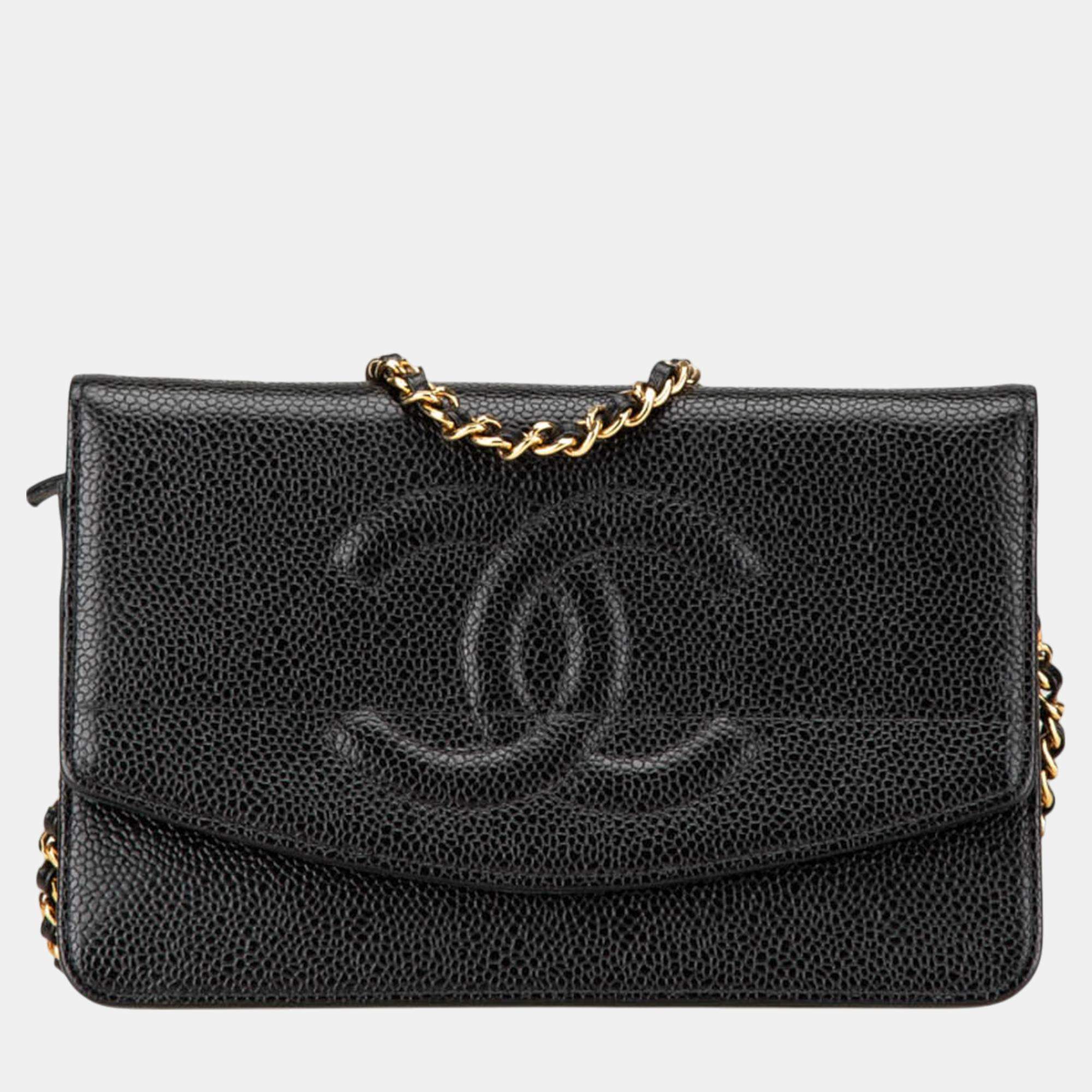 Chanel Black CC Caviar Wallet on Chain