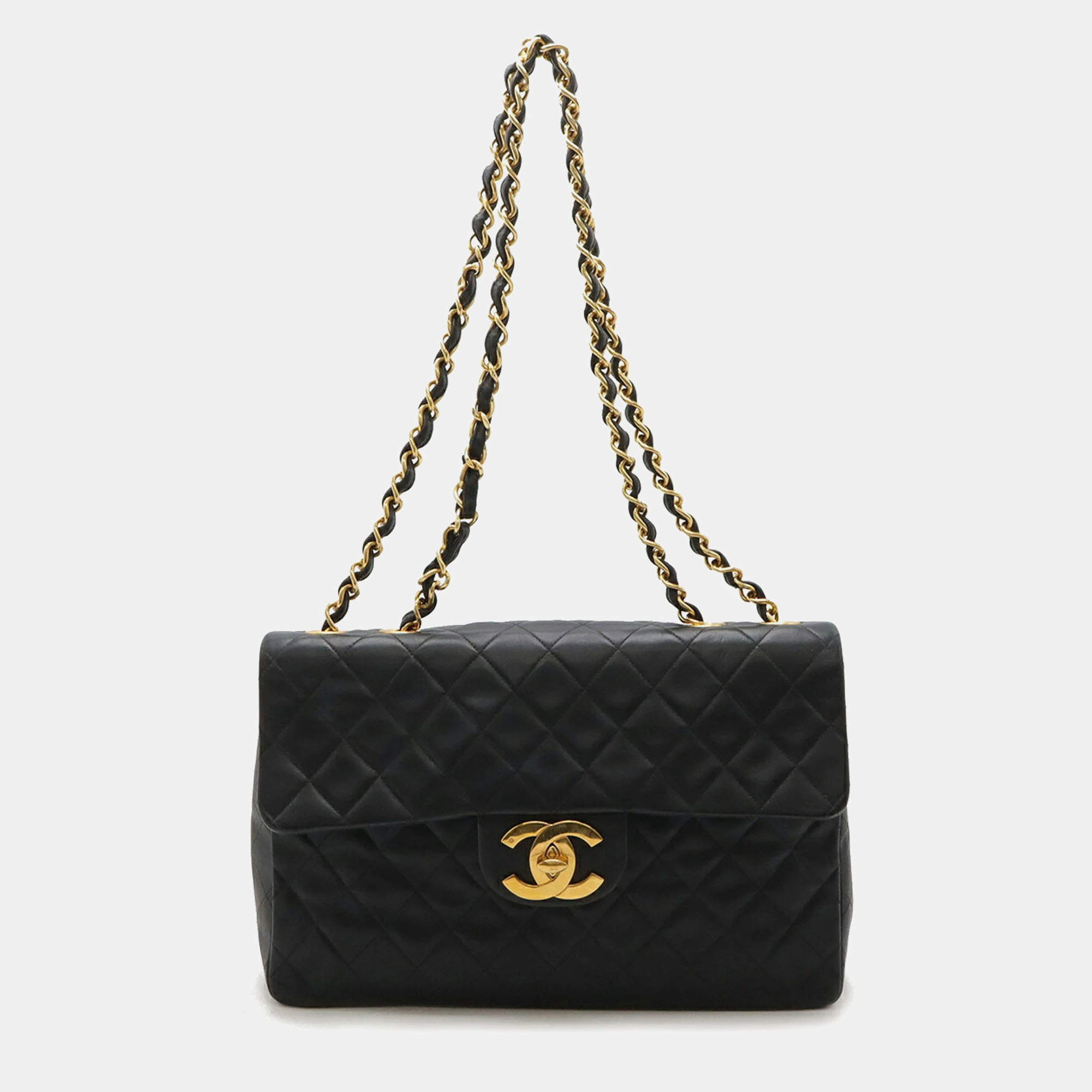 Chanel Black Lambskin Deca Chain Shoulder Bag