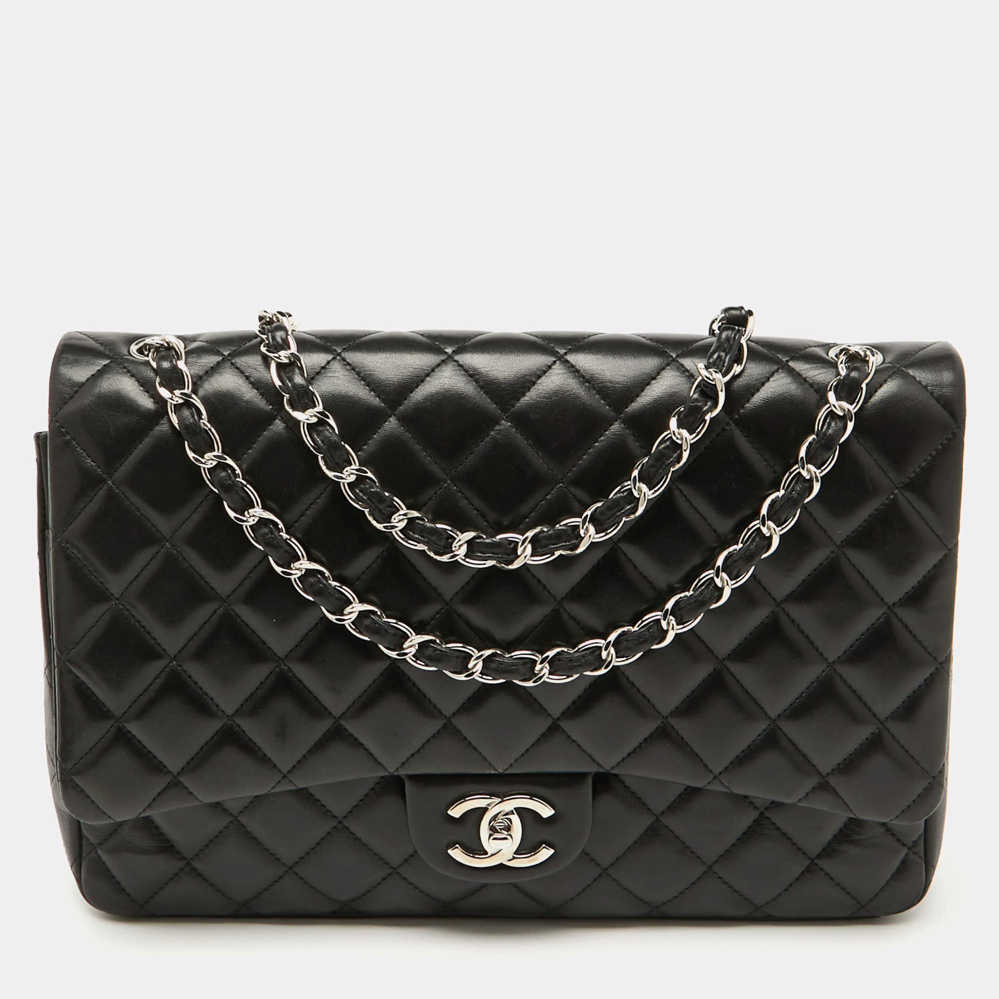 Chanel Black Quilted Leather Maxi Classic Double Flap Bag