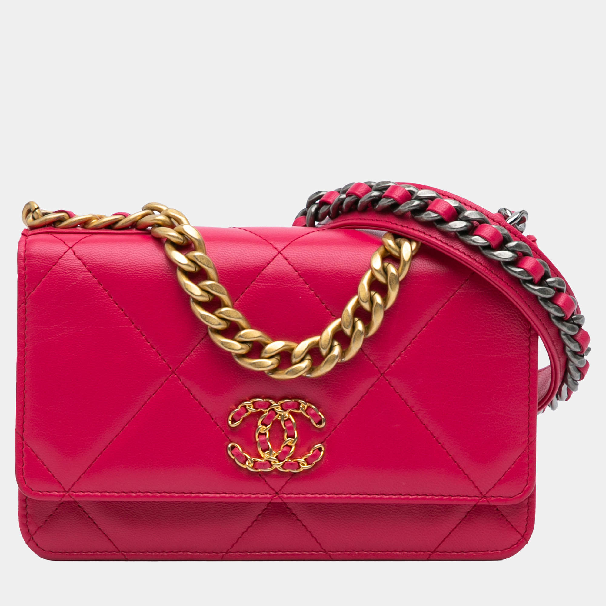 Chanel Pink Quilted Lambskin 19 Wallet on Chain