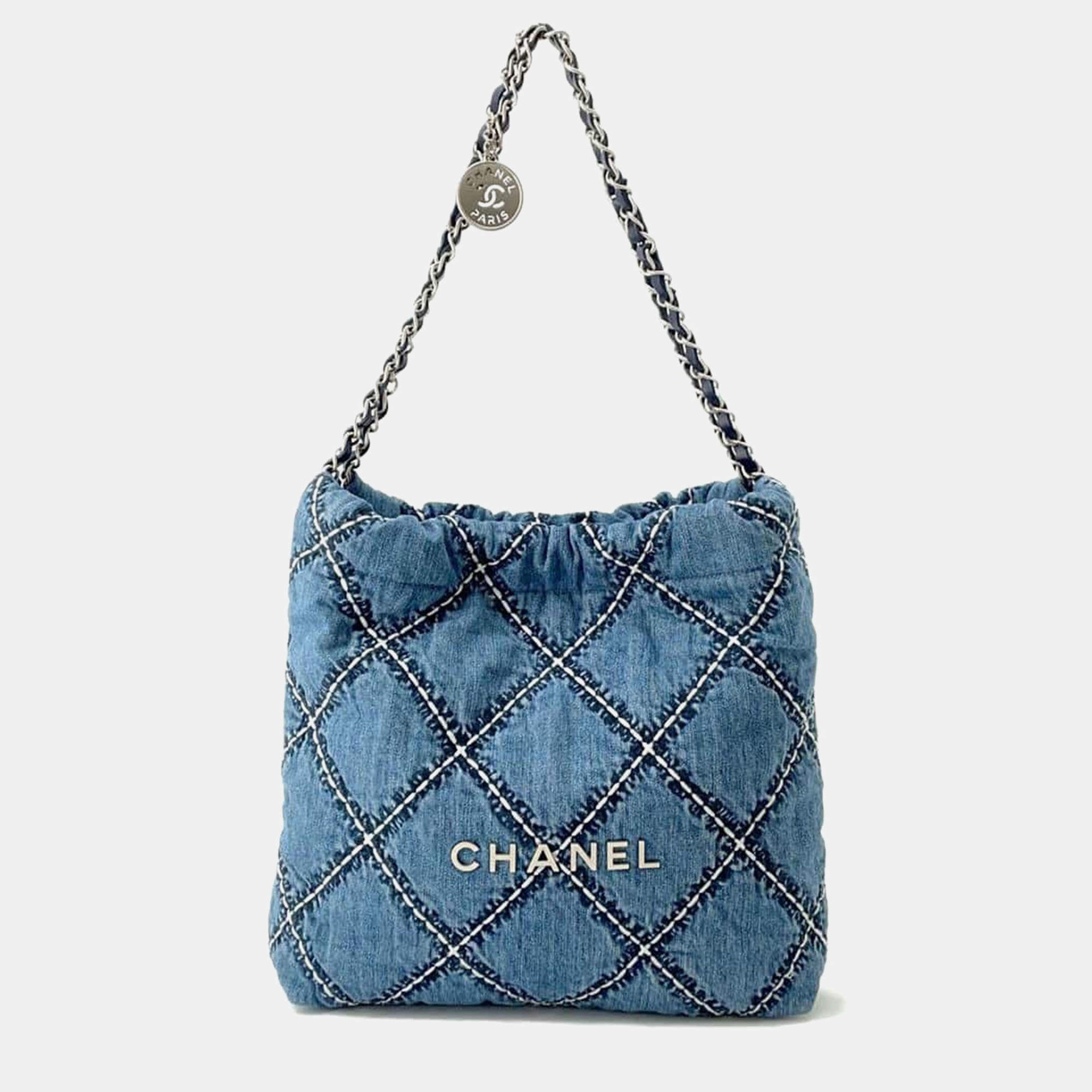 Chanel Blue Denim Chain Small Shoulder Bag 
