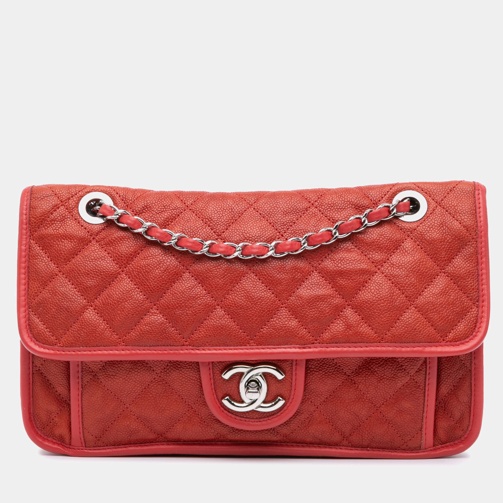 Chanel Red Medium Caviar French Riviera Flap Bag