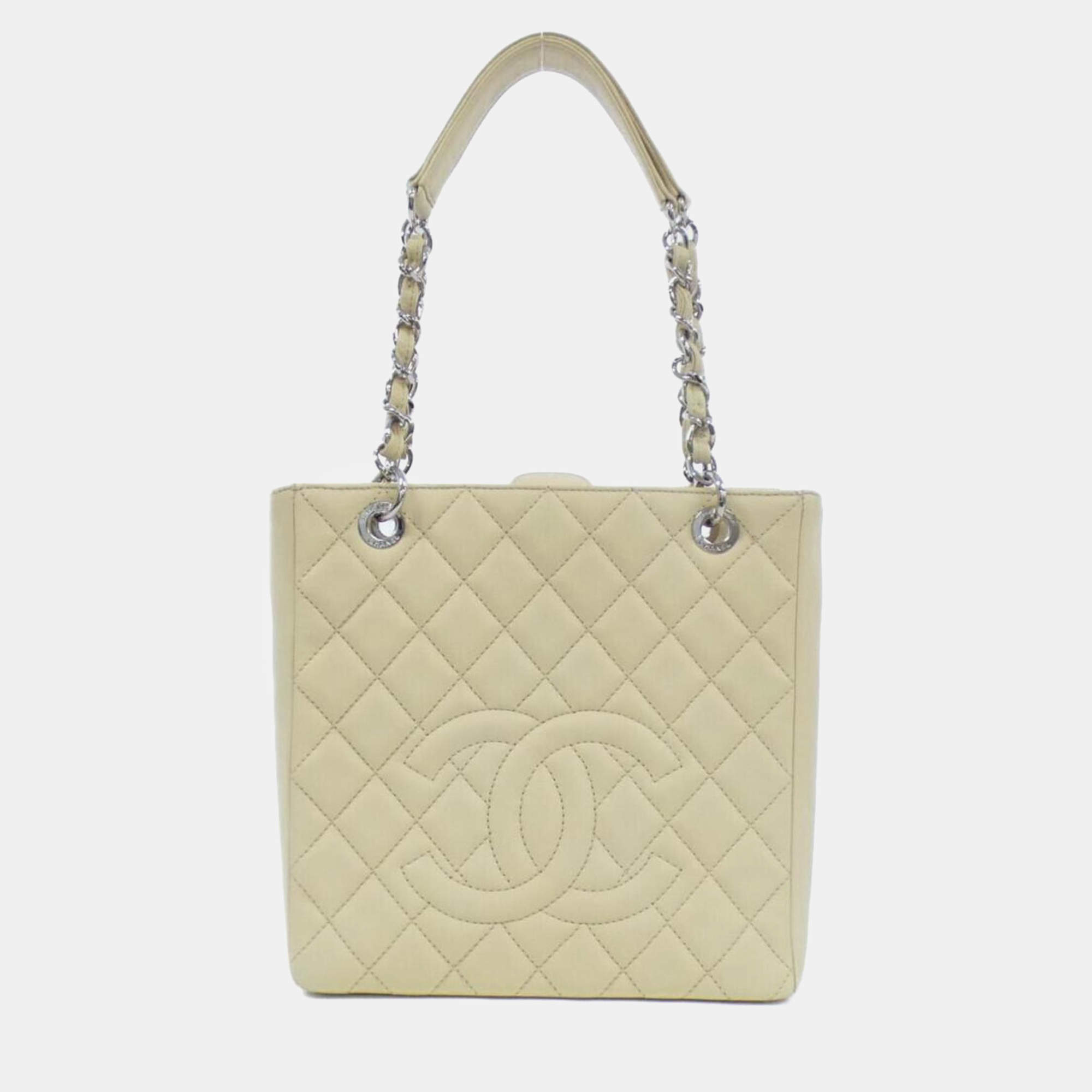 Chanel Ivroy Leather Petite Shopping Tote Bag