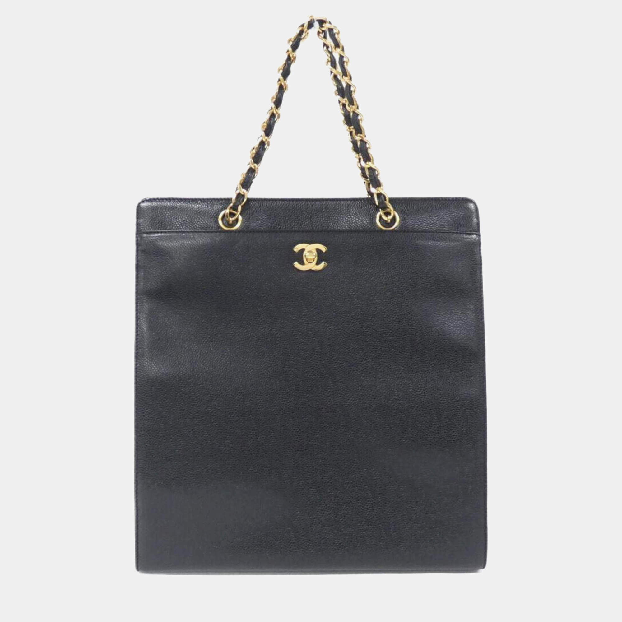 Pre Owned Chanel Black Caviar Leather Handbag