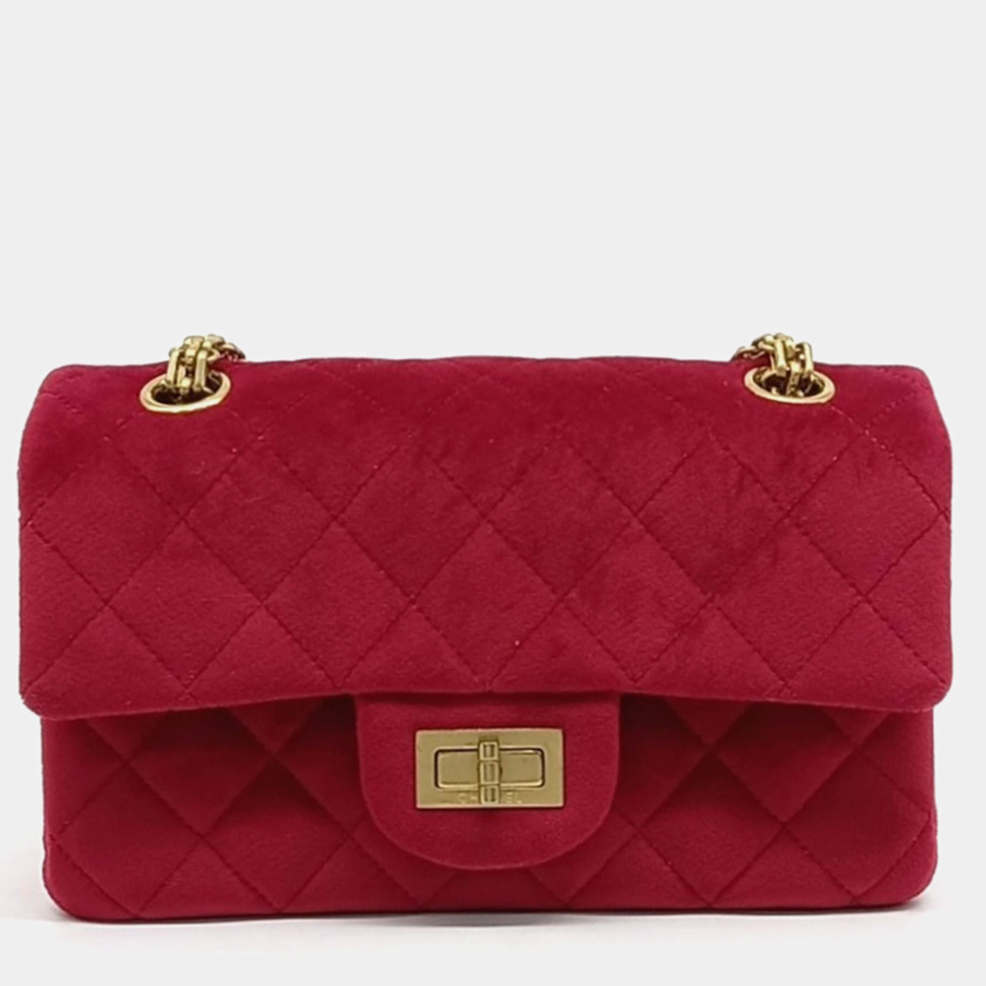 Chanel Red Velvet Vintage 2.55 Shoulder Bag