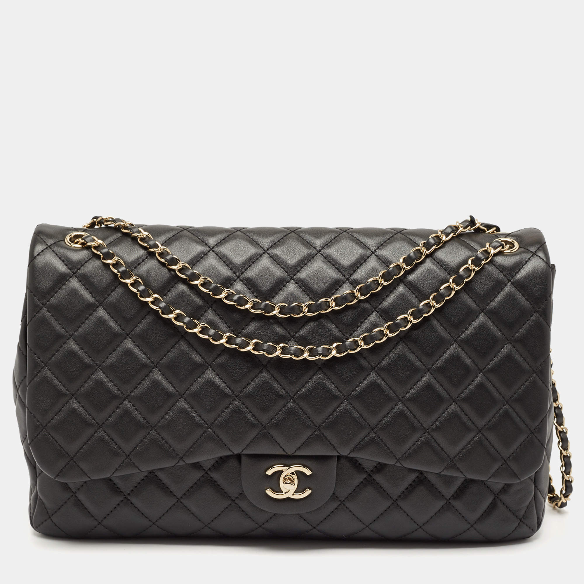 Chanel Black Quilted Leather Small XXL Travel Flap Bag