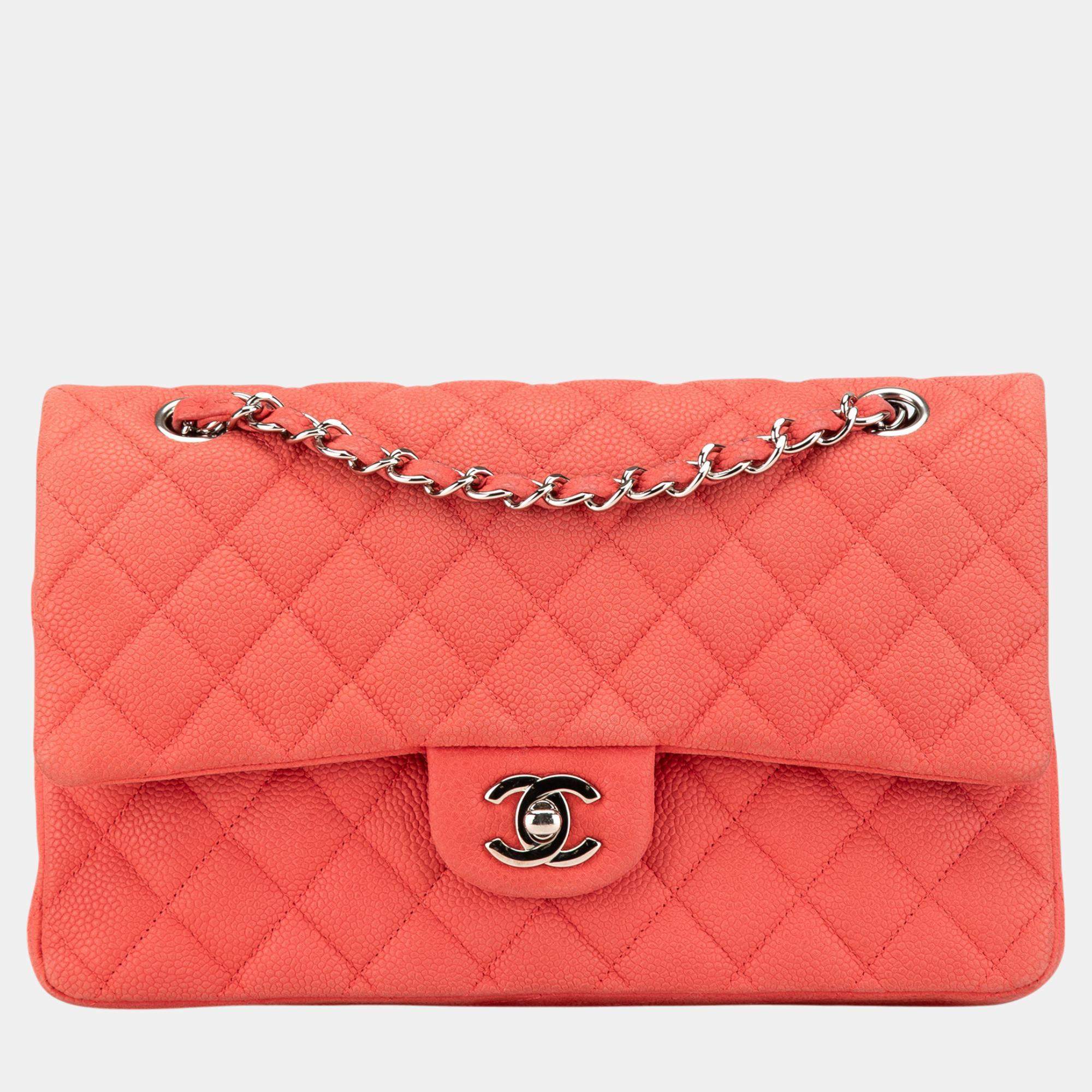 Chanel Pink Medium Classic Caviar Double Flap Bag