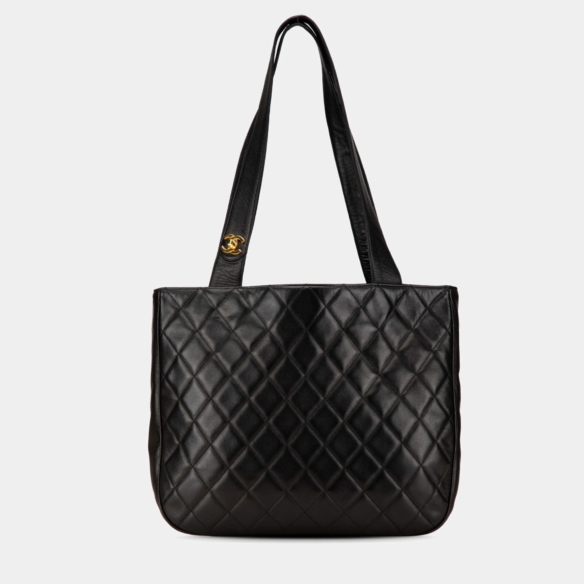Chanel Black CC Quilted Lambskin Tote