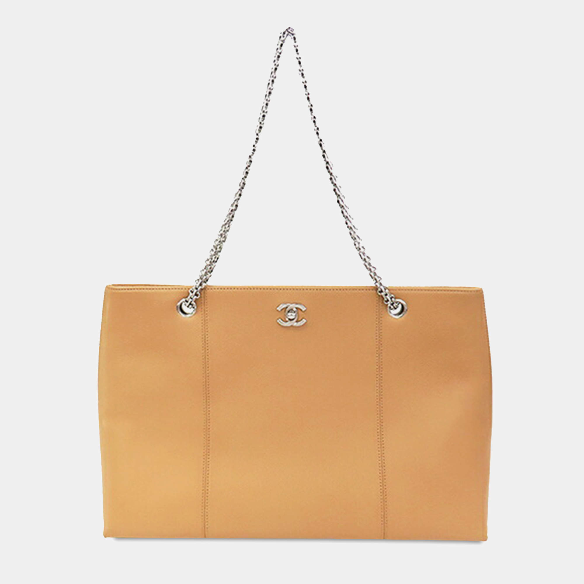 Chanel Brown CC Caviar Mademoiselle Chain Shopping Tote Bag