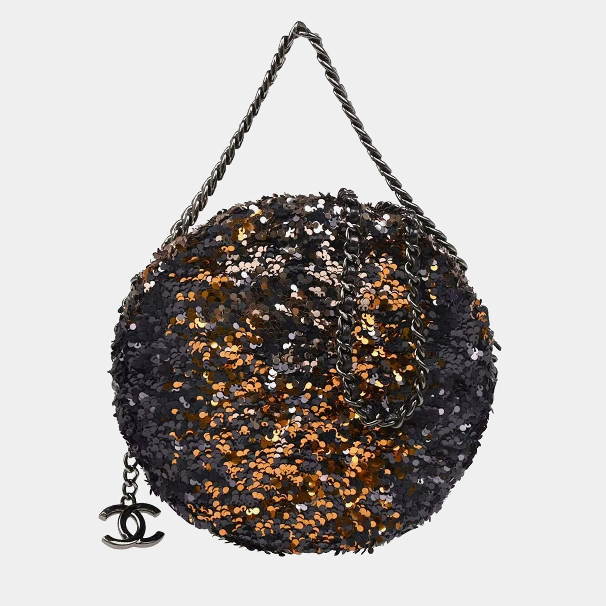 Chanel Lambskin Sequins CC Round Shoulder Bag 