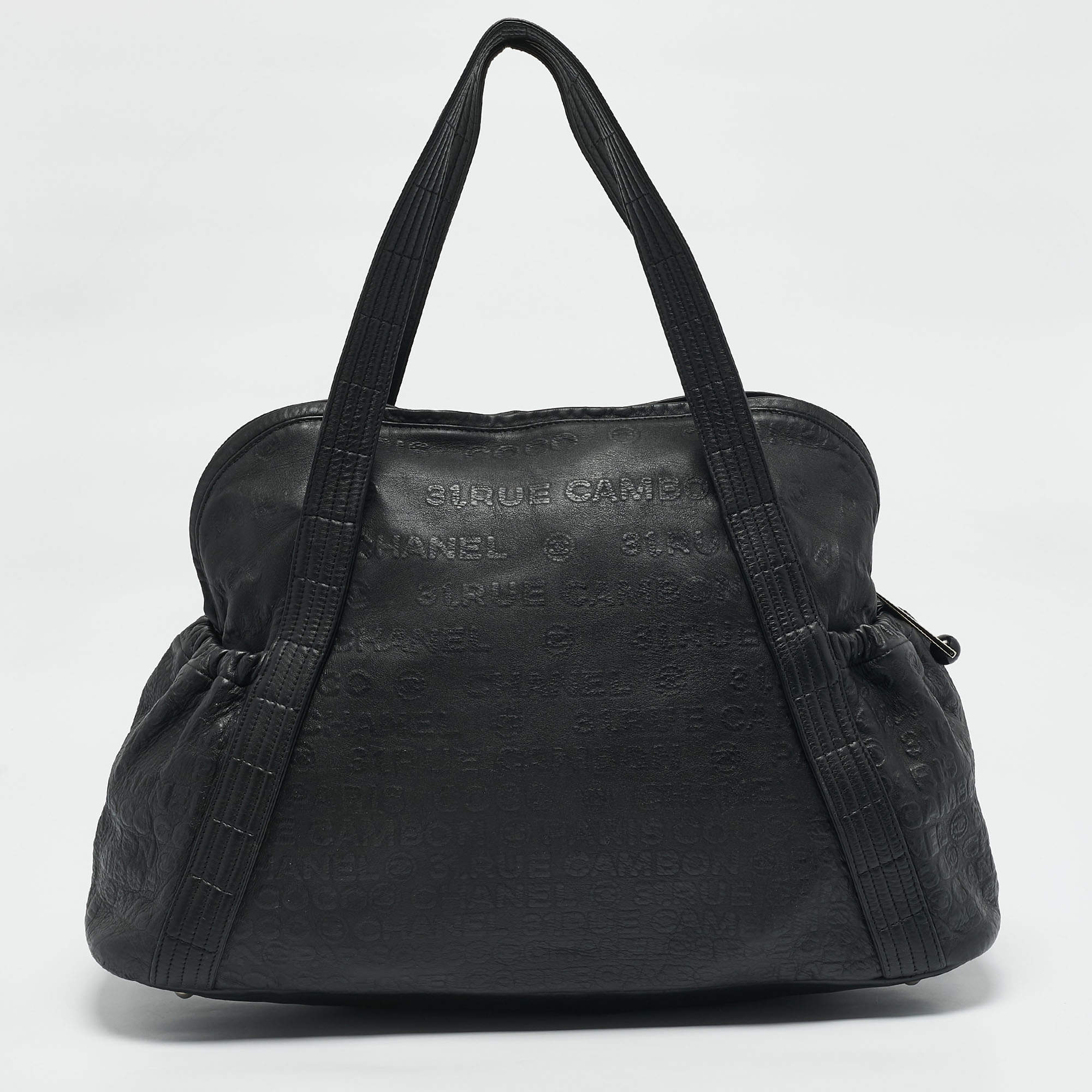 Chanel Black 31 Rue Cambon Embossed Leather Large Satchel