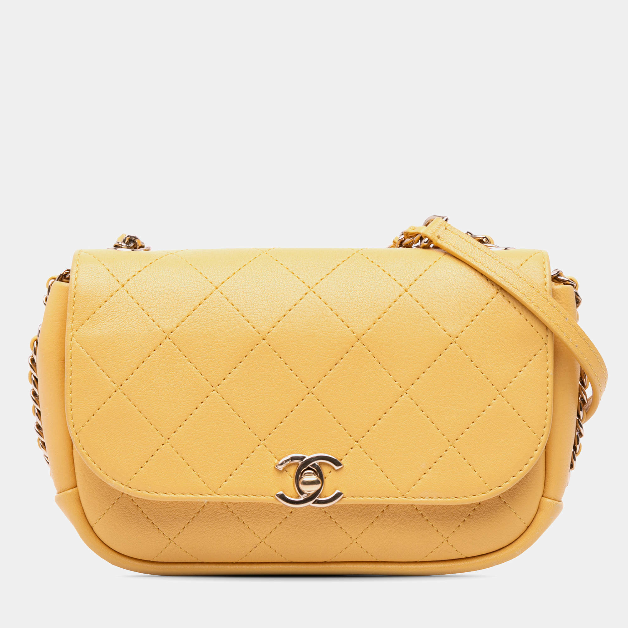 Chanel Yellow Quilted Goatskin Casual Trip Flap Bag