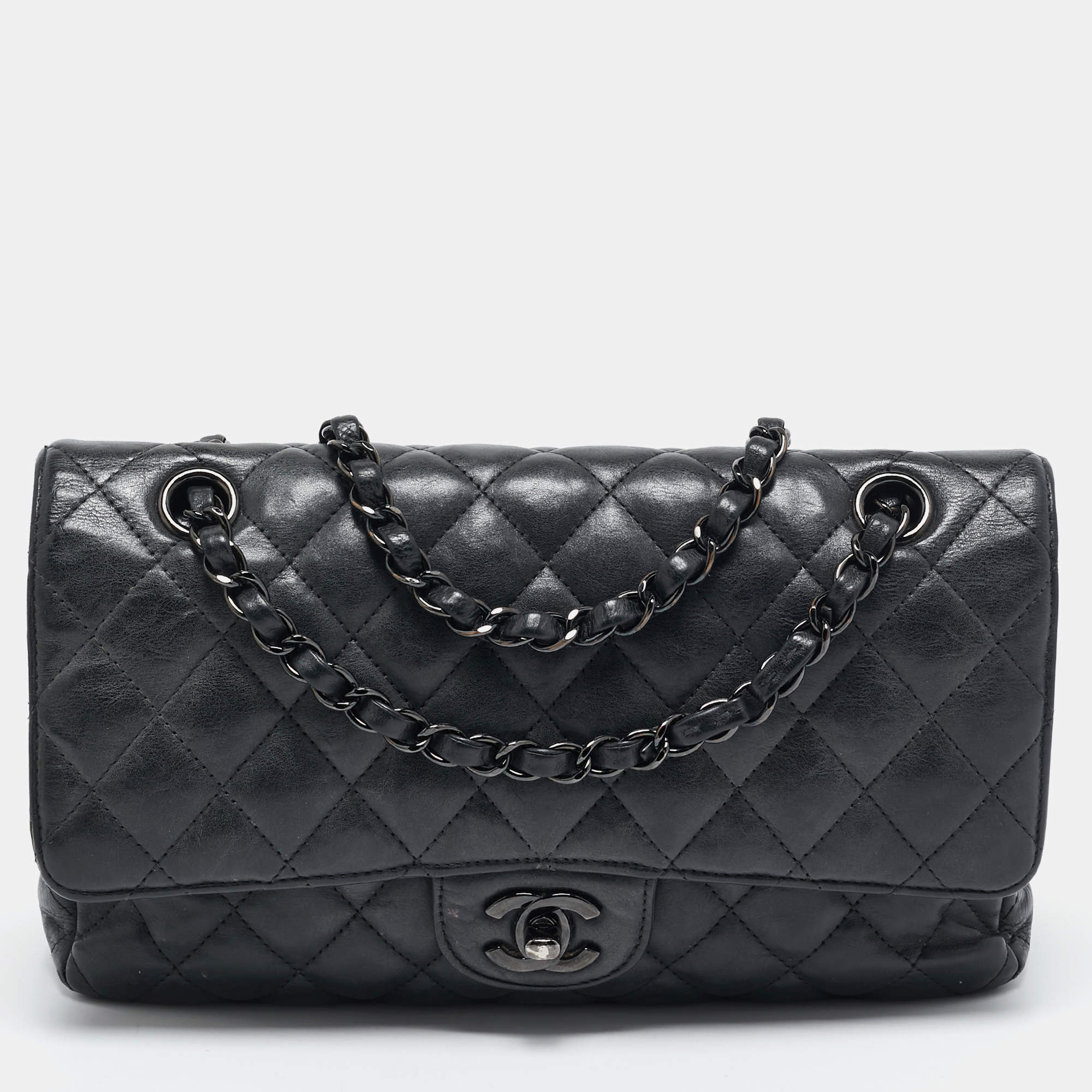 Chanel Black Quilted Leather Small Classic Double Flap Bag