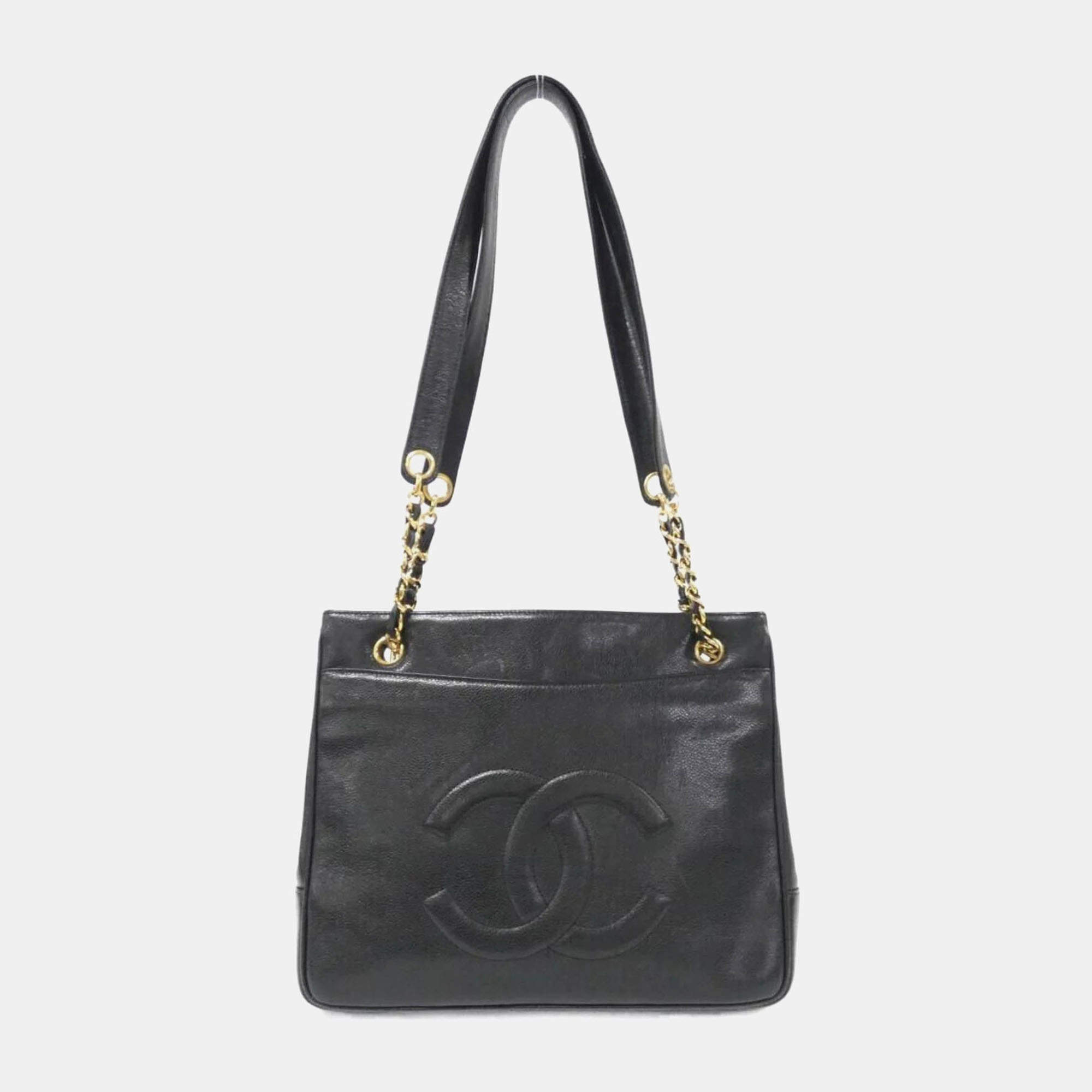 Chanel Black Leather CC Shoulder Bag