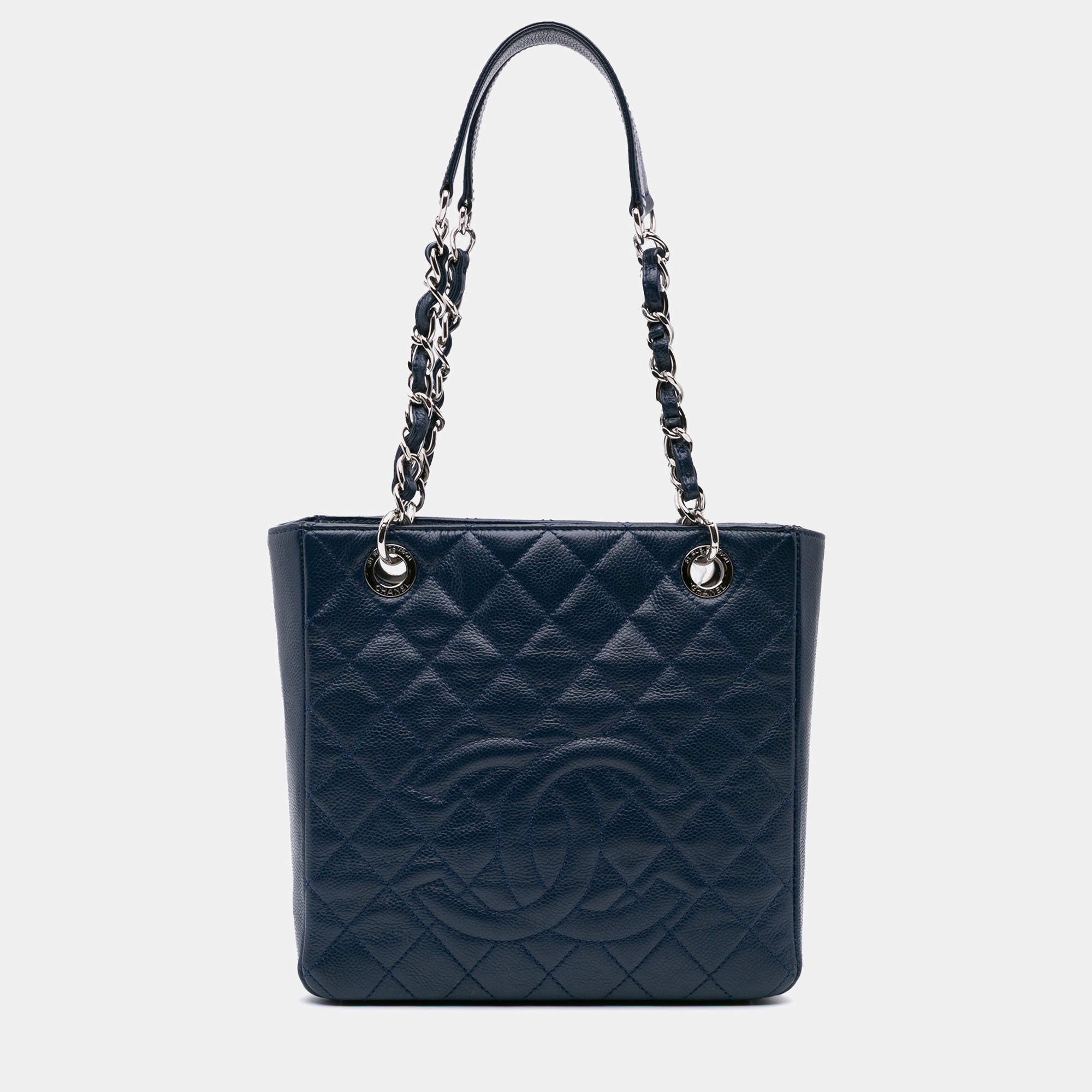 Chanel Blue Caviar Petite Shopping Tote