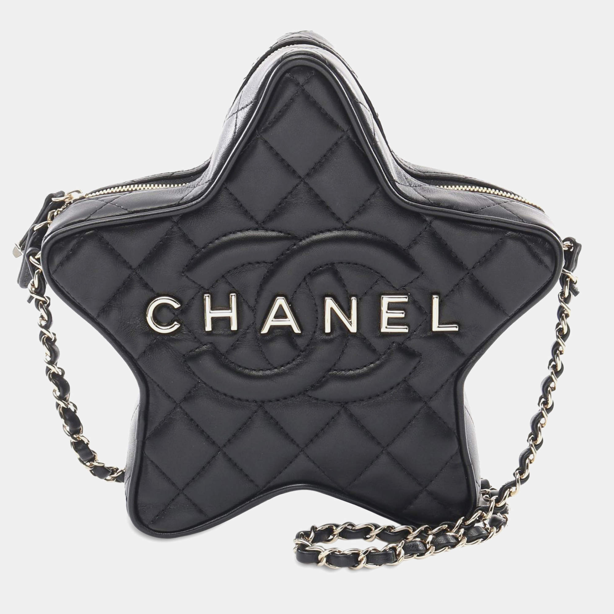 Chanel Black Quilted Lambskin Walk of Fame Star Crossbody Bag
