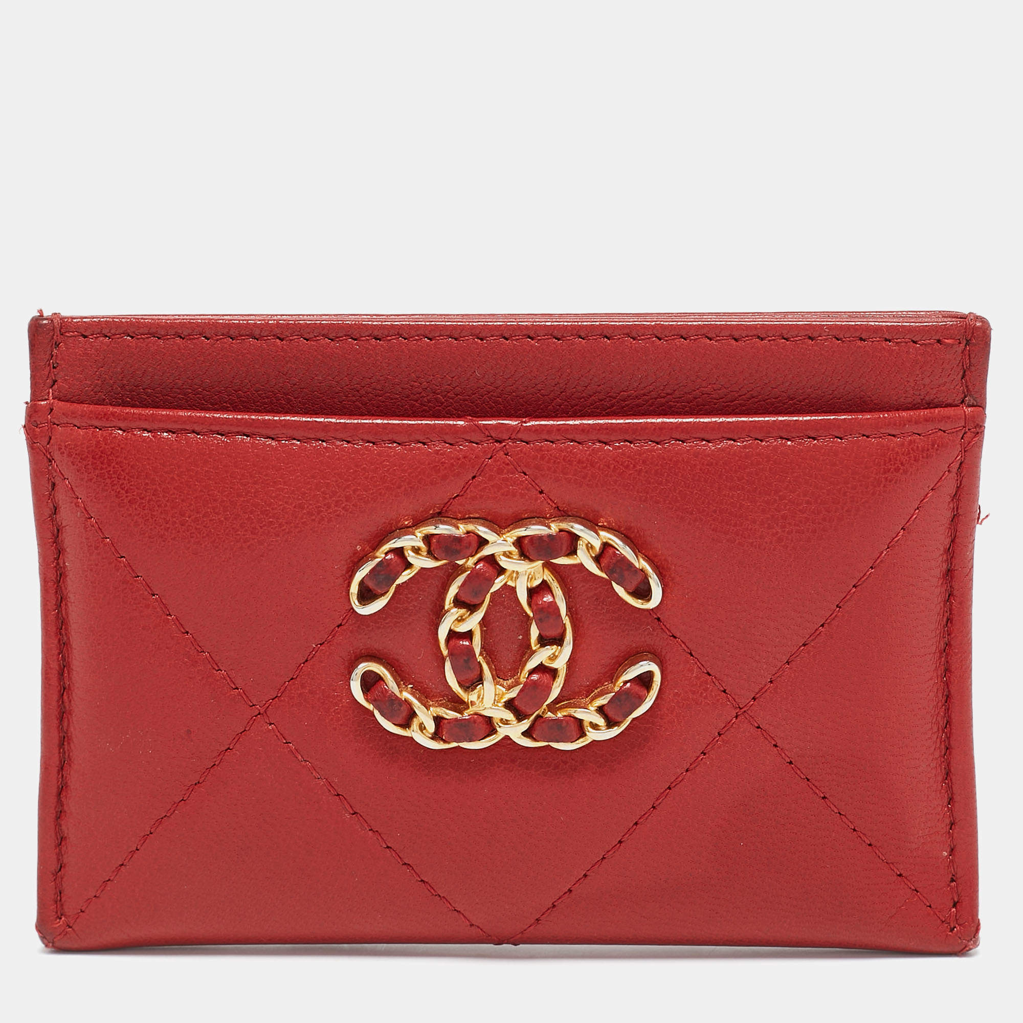 Chanel Red Quilted Leather 19 Card Holder