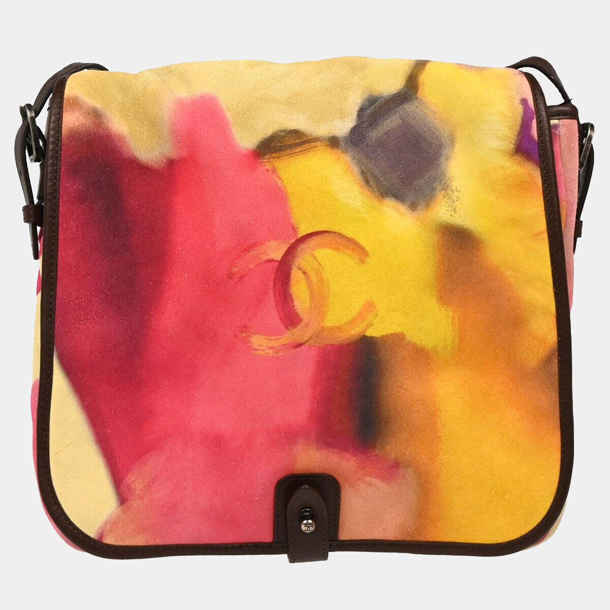 Chanel Yellow Canvas Flap Shoulder Bag