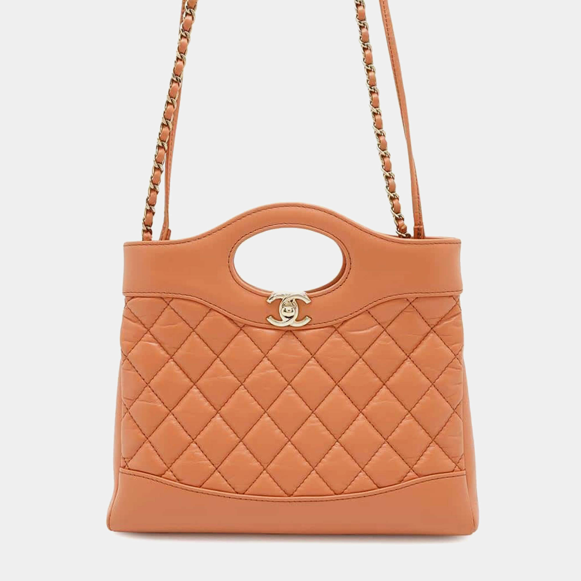  Chanel Orange Calf Leather Mini Chanel31 Mini Shopping Bag 