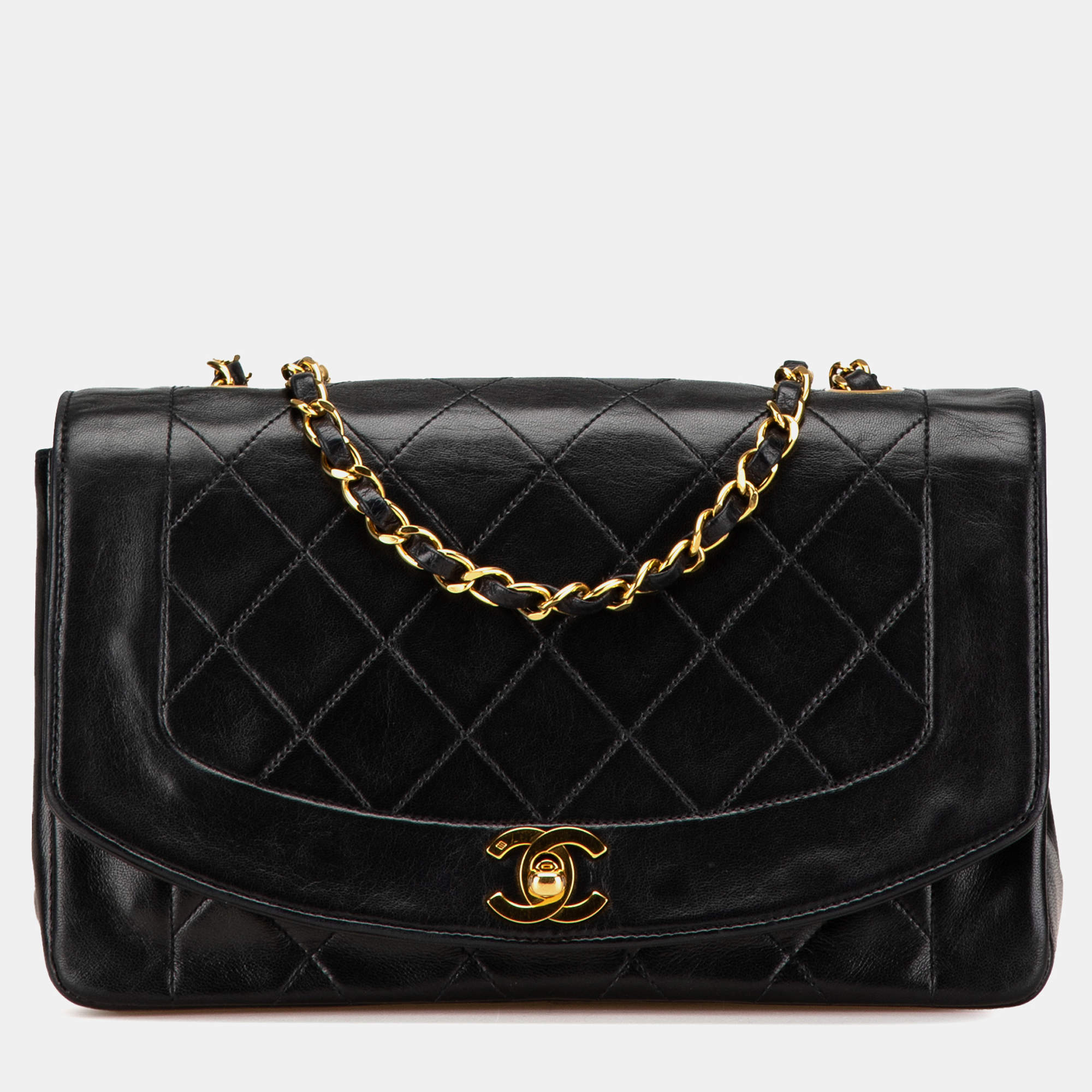 Chanel Black Medium Lambskin Diana Flap Bag