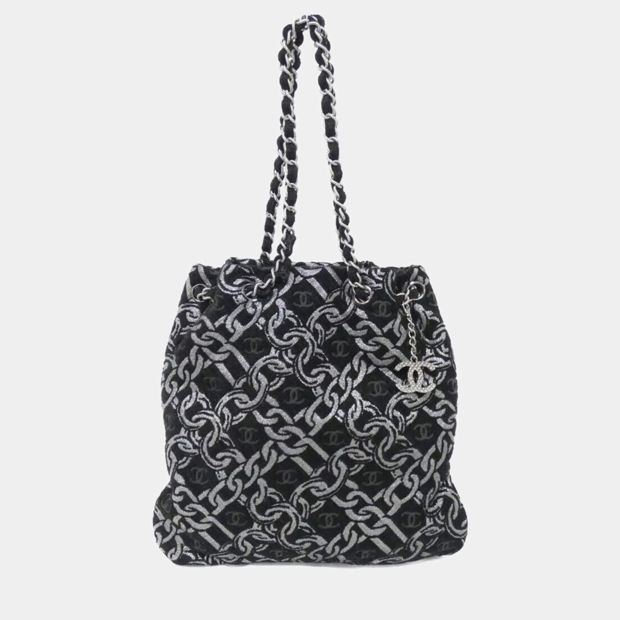 Chanel Black Canvas Shoulder Bag