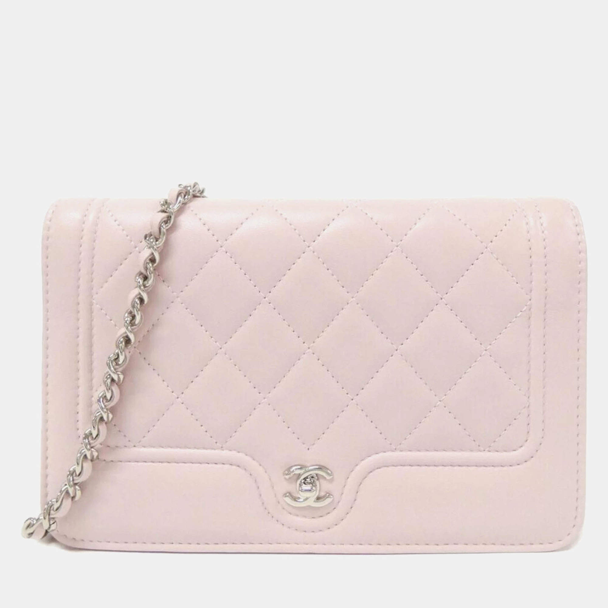 Chanel Pink Lambskin CC Chain Wallet