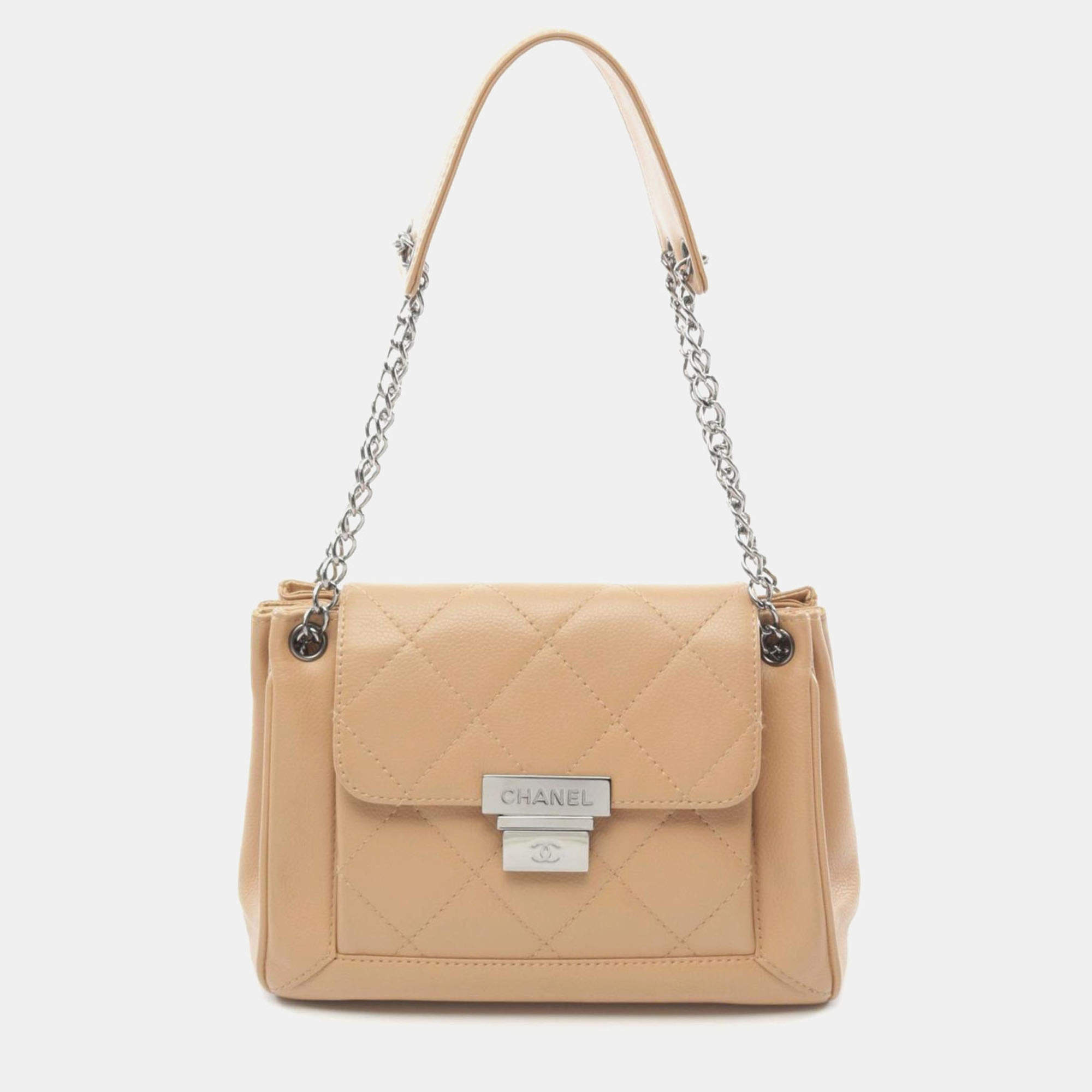 Chanel Beige Leather 2.55 Wild Stitch Handbag