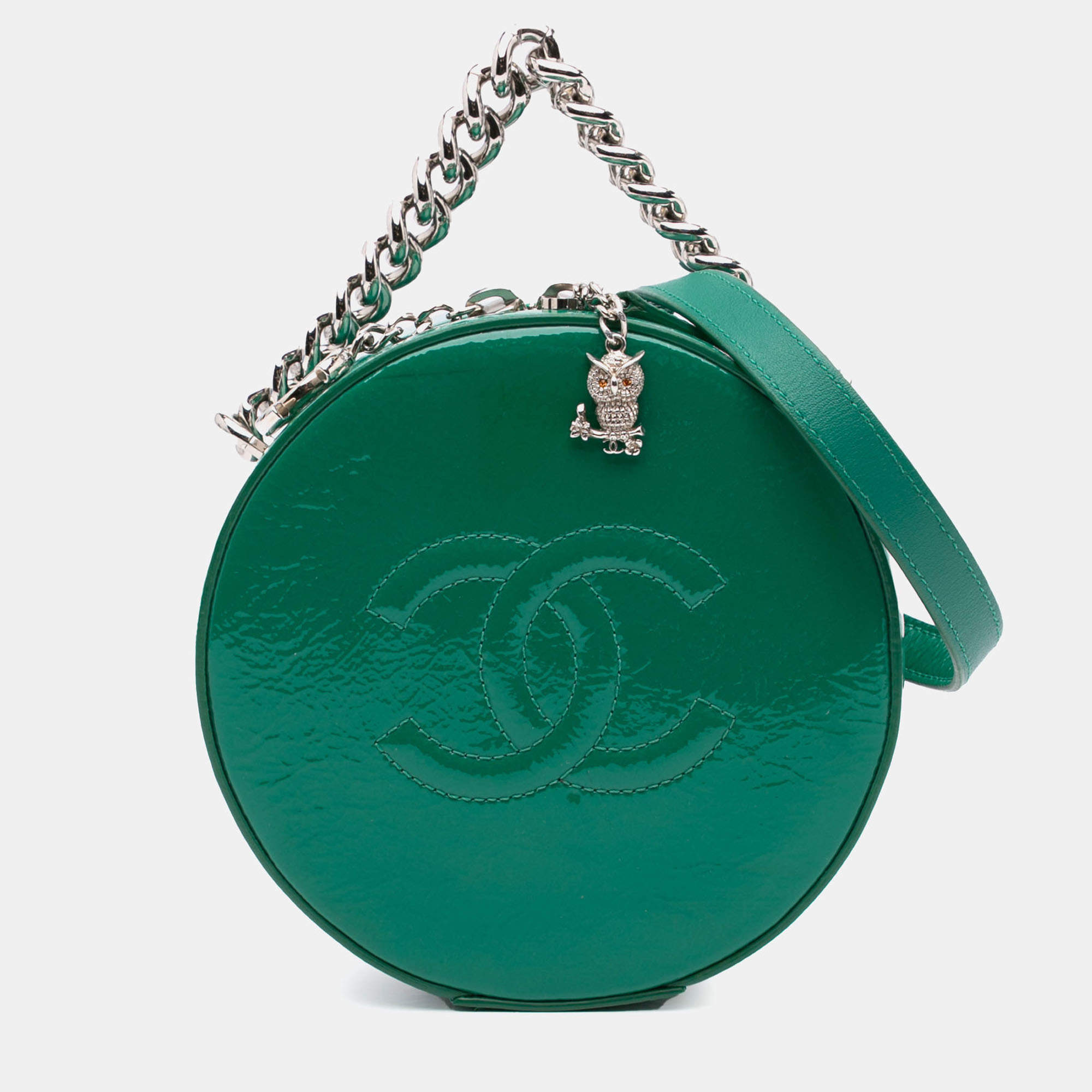 Chanel Green Patent Round As Earth Satchel Bag