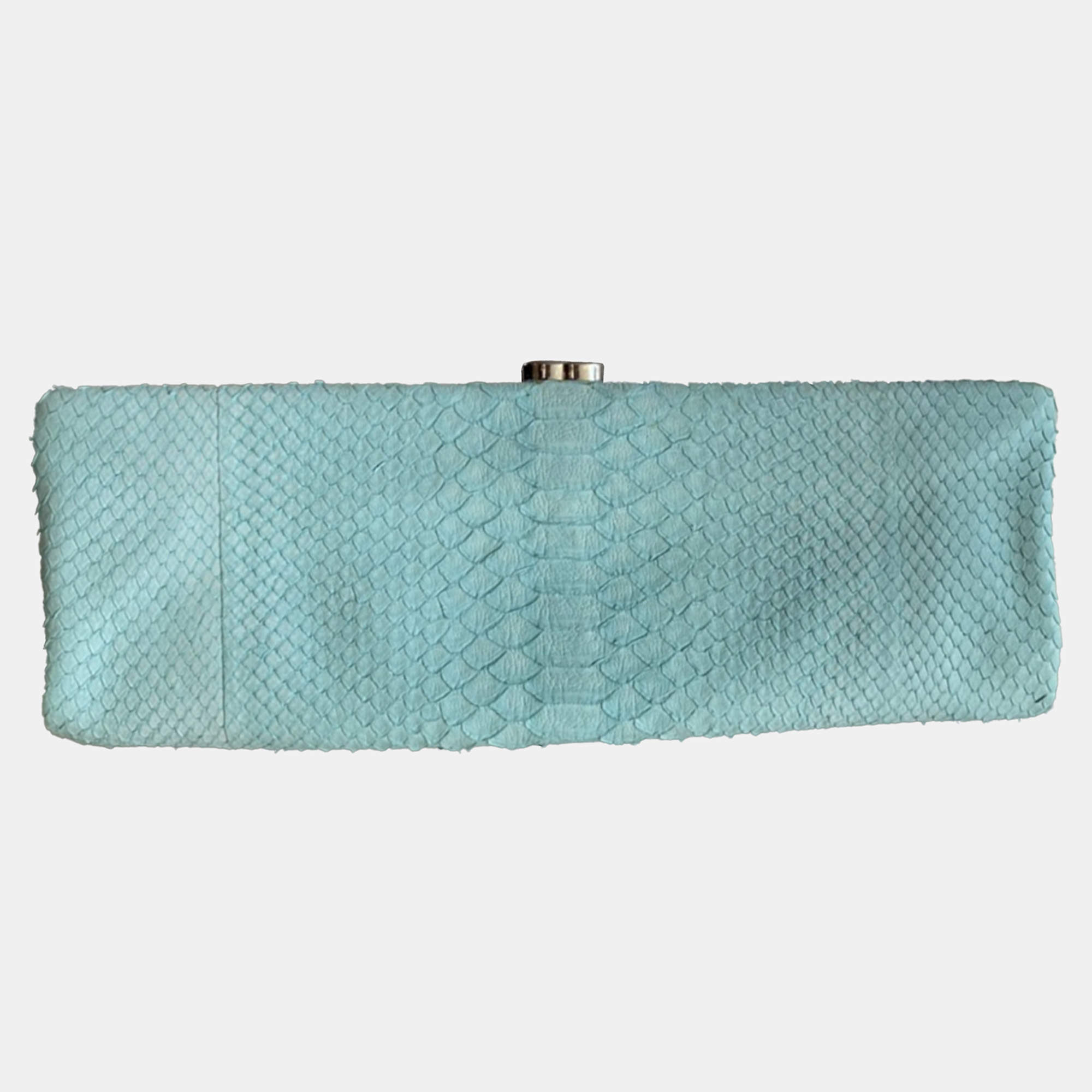 Chanel Mint Green Python Leather Clutch 