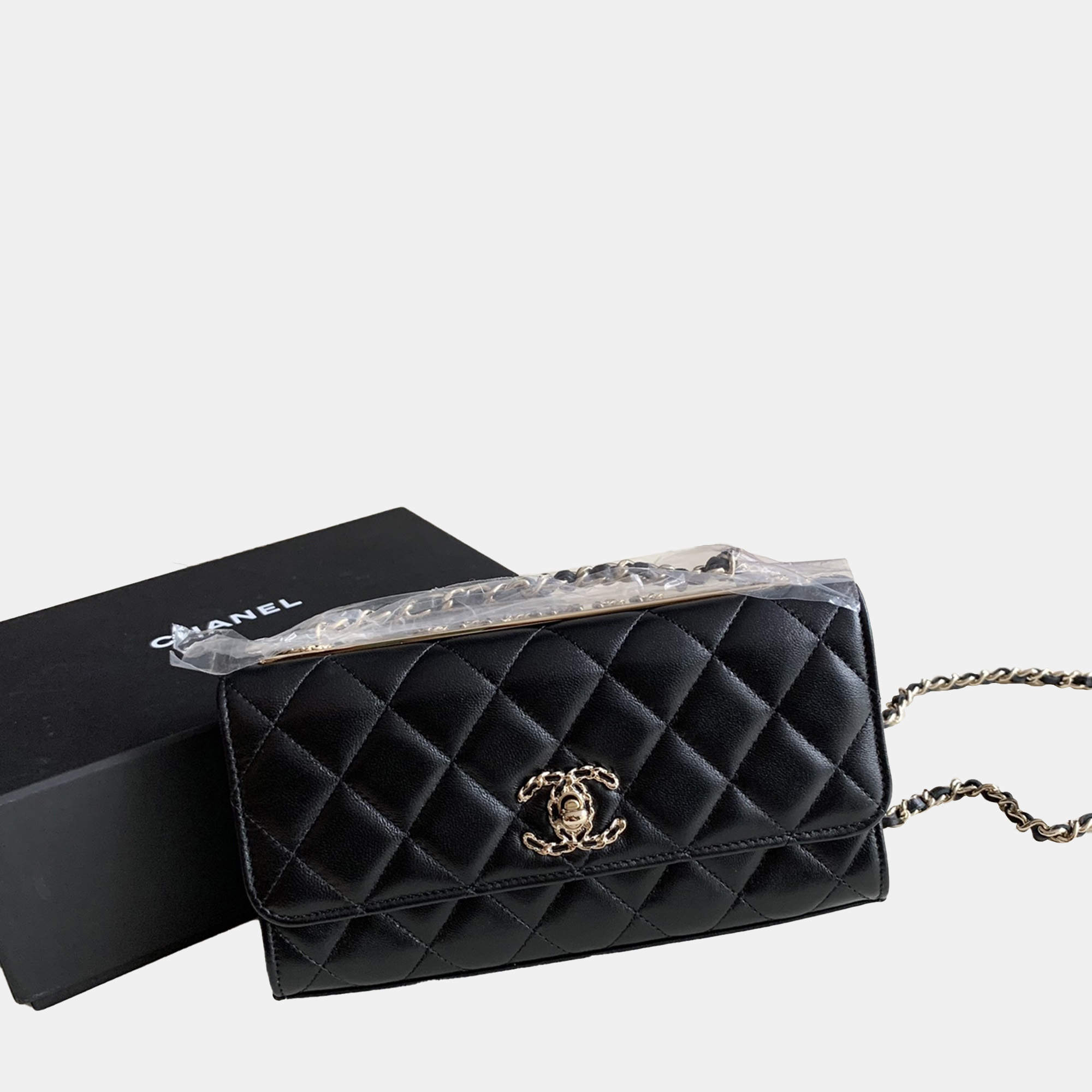 Chanel Trendy Cc Woc Black Lambskin Leather