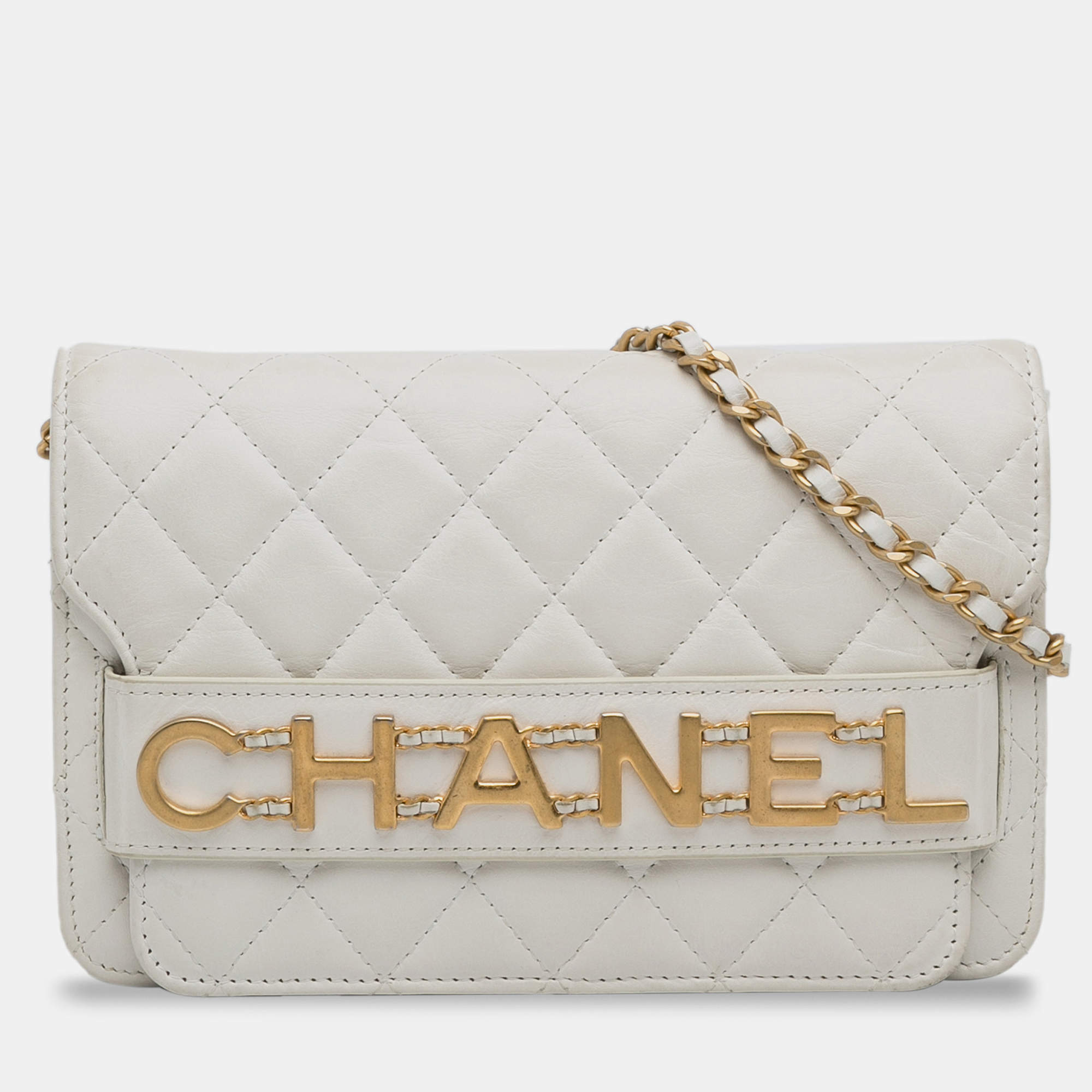 Chanel White Enchained Wallet on Chain
