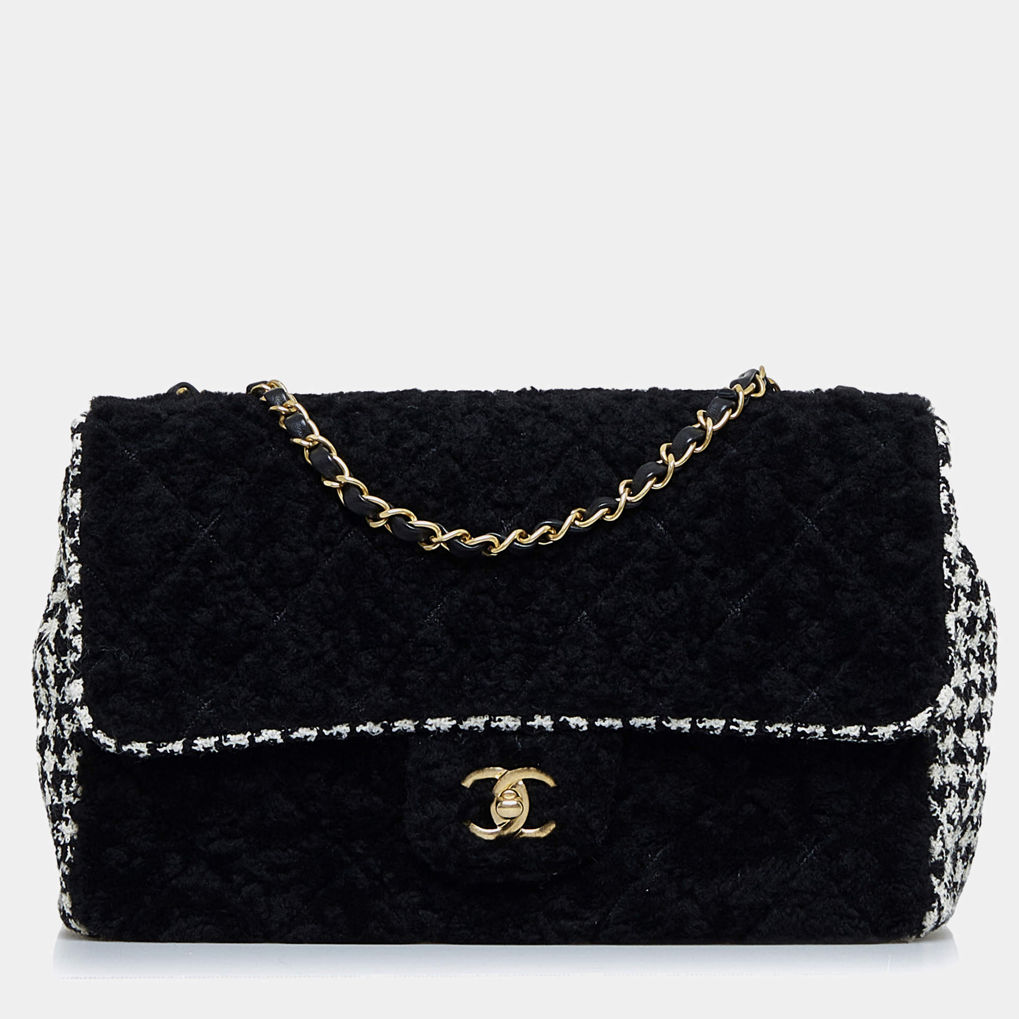 Chanel Black Shearling CC Turnlock Flap Bag