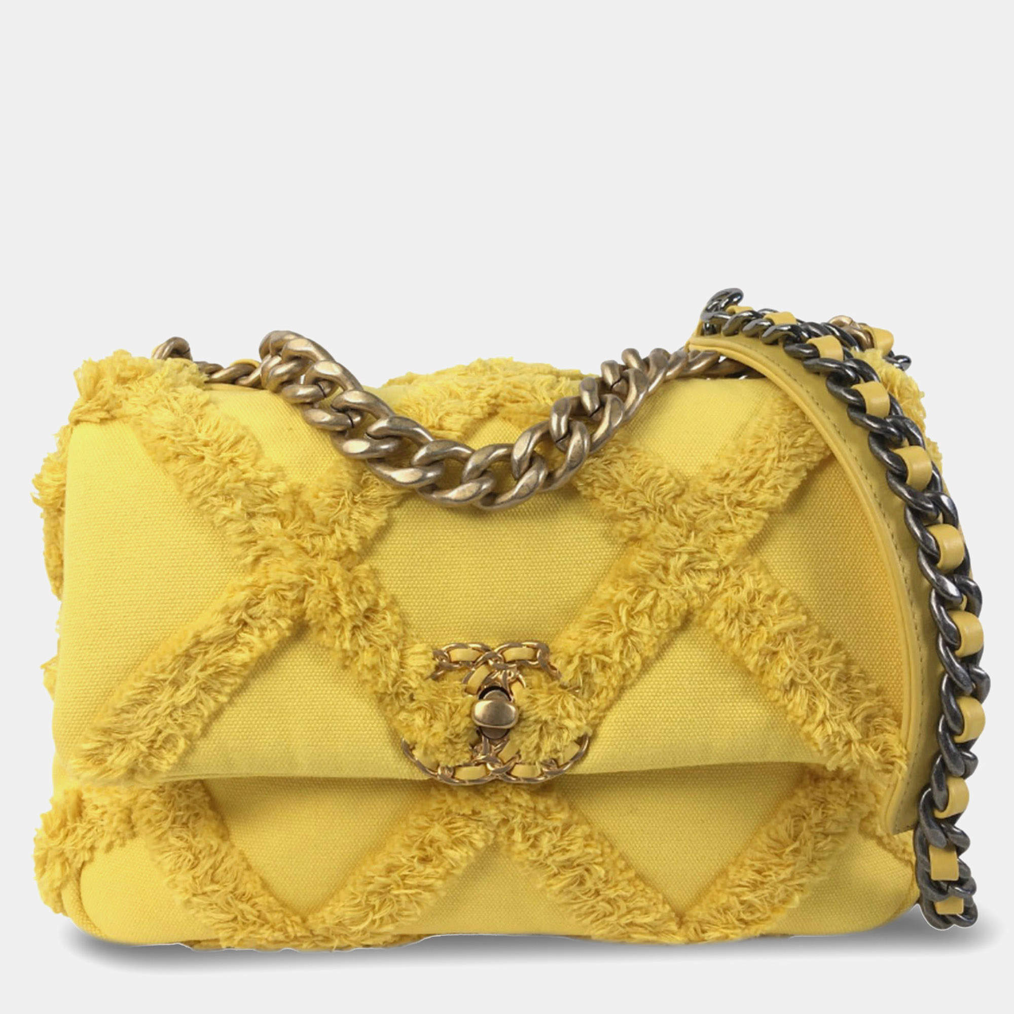 Chanel Yellow Medium Canvas 19 Flap
