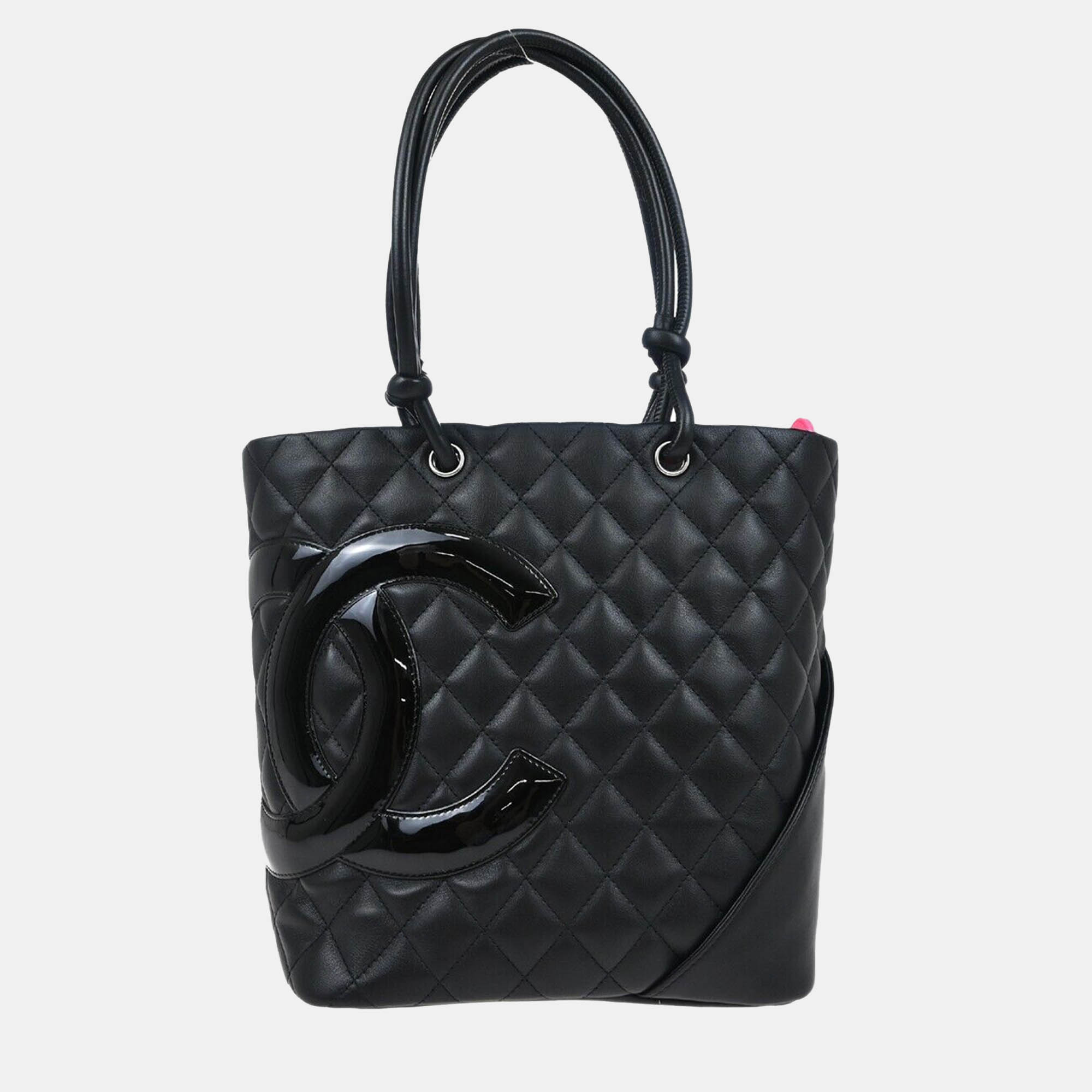 Pre Owned Chanel Black Leather Cambon Ligne Tote Bag