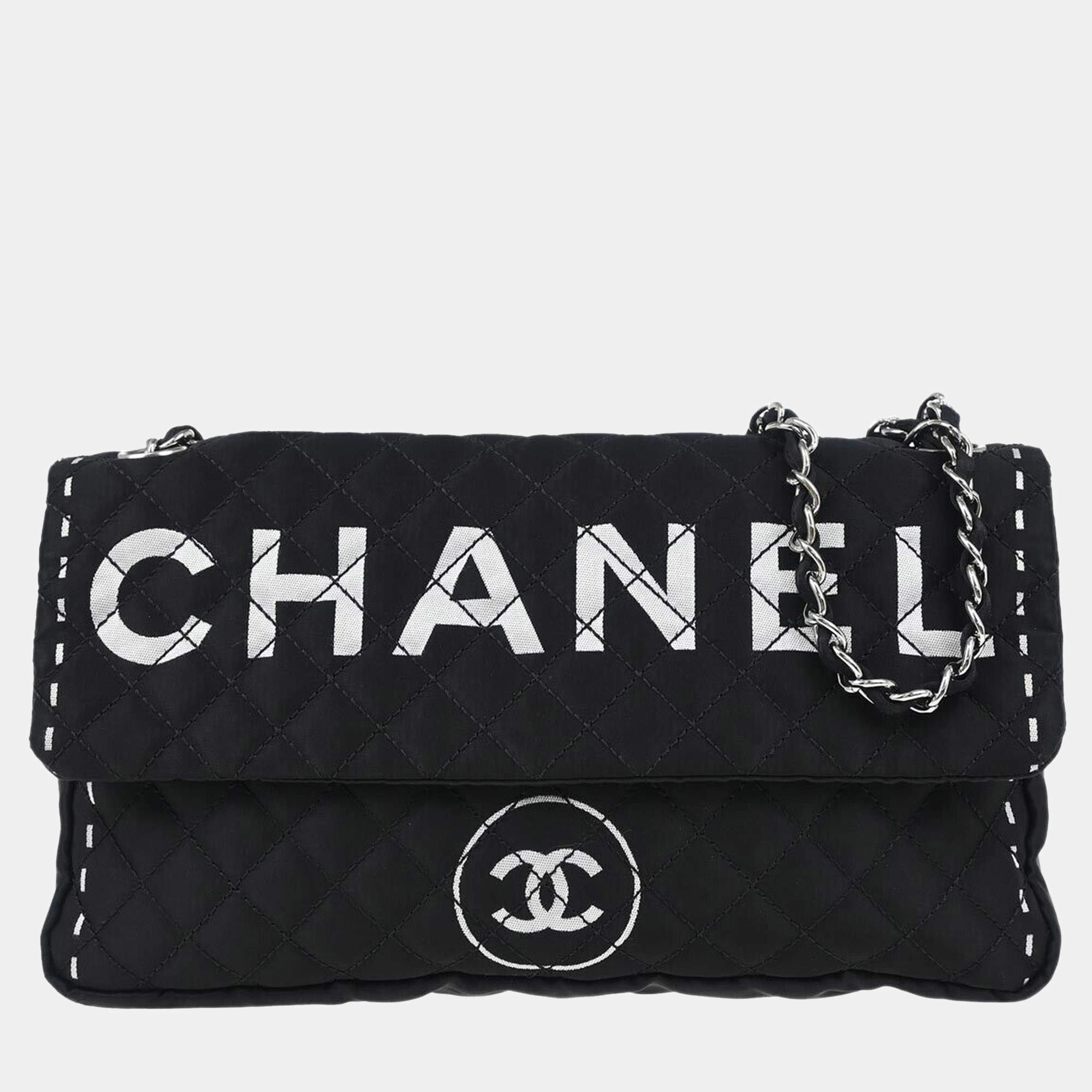Pre Owned Chanel Black Satin Shoulder Bag