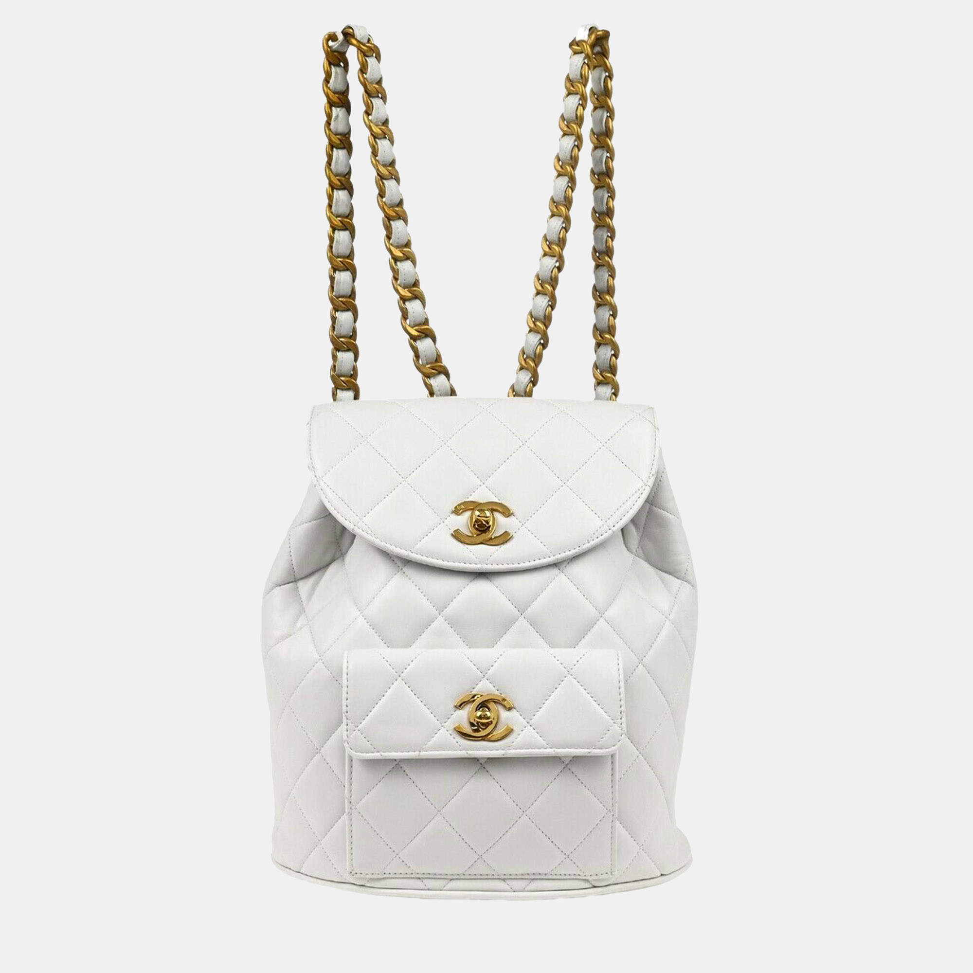 Chanel White Lambskin Duma Backpack