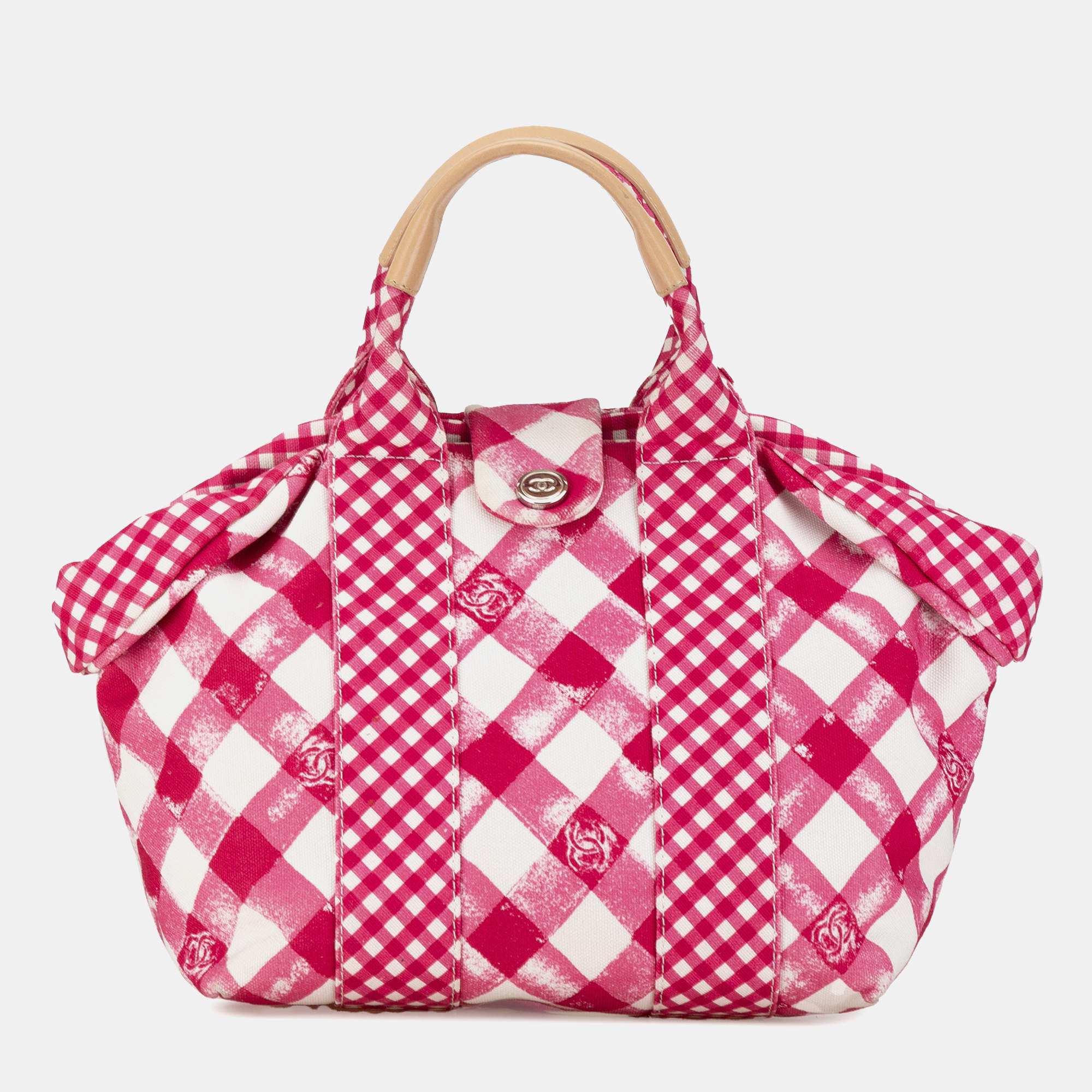 Chanel Pink Canvas Gingham Handbag