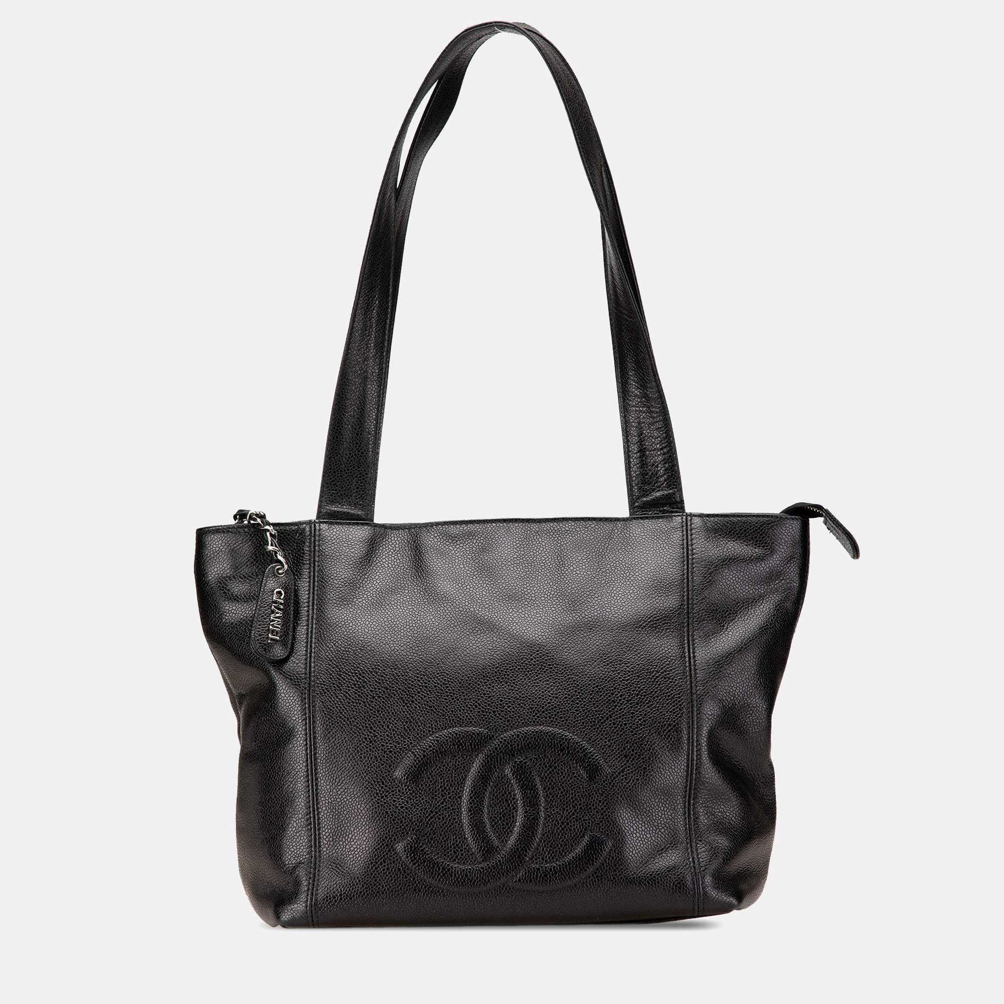 Pre Owned Chanel Black CC Caviar Tote Bag
