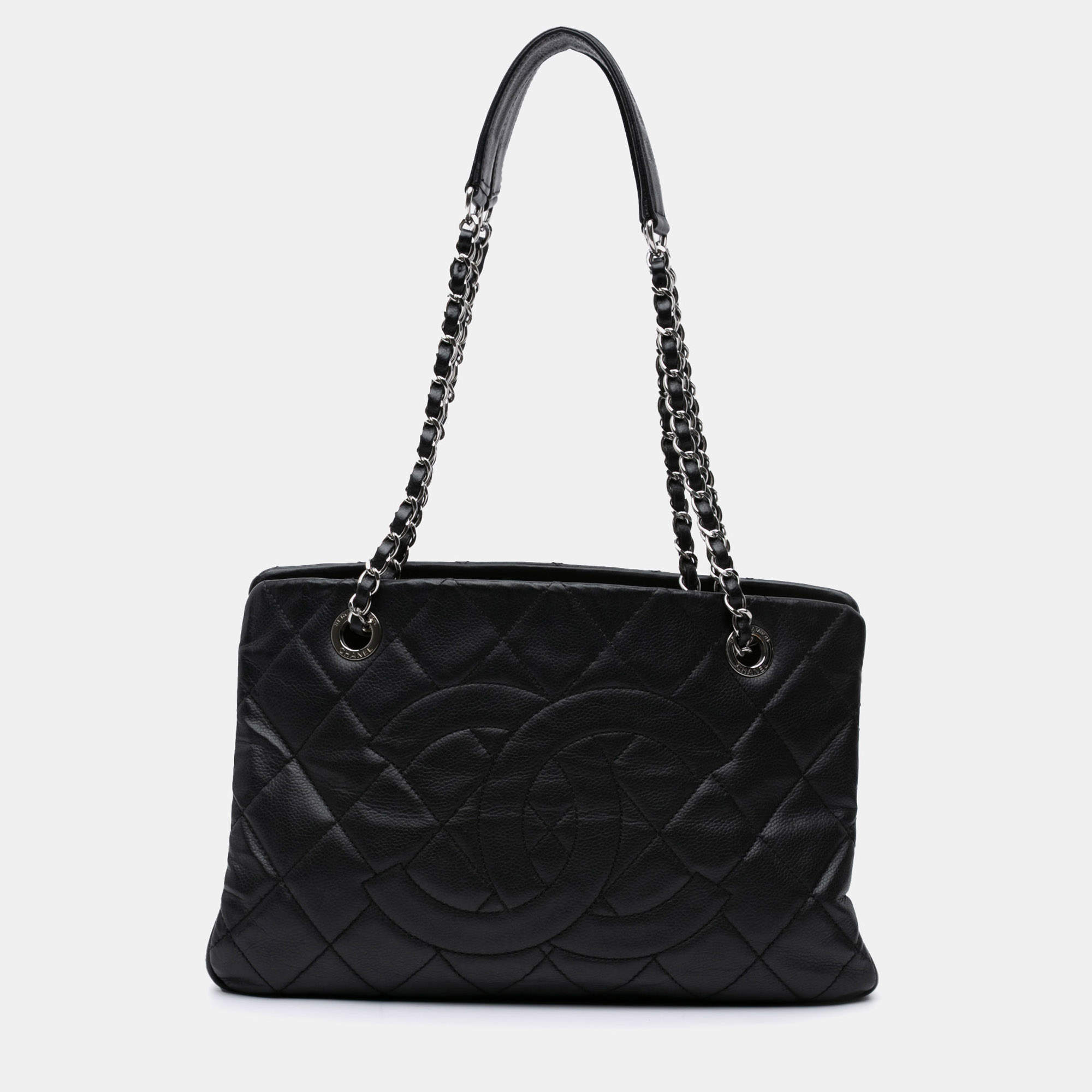 Chanel Black CC Quilted Caviar Soft Tote