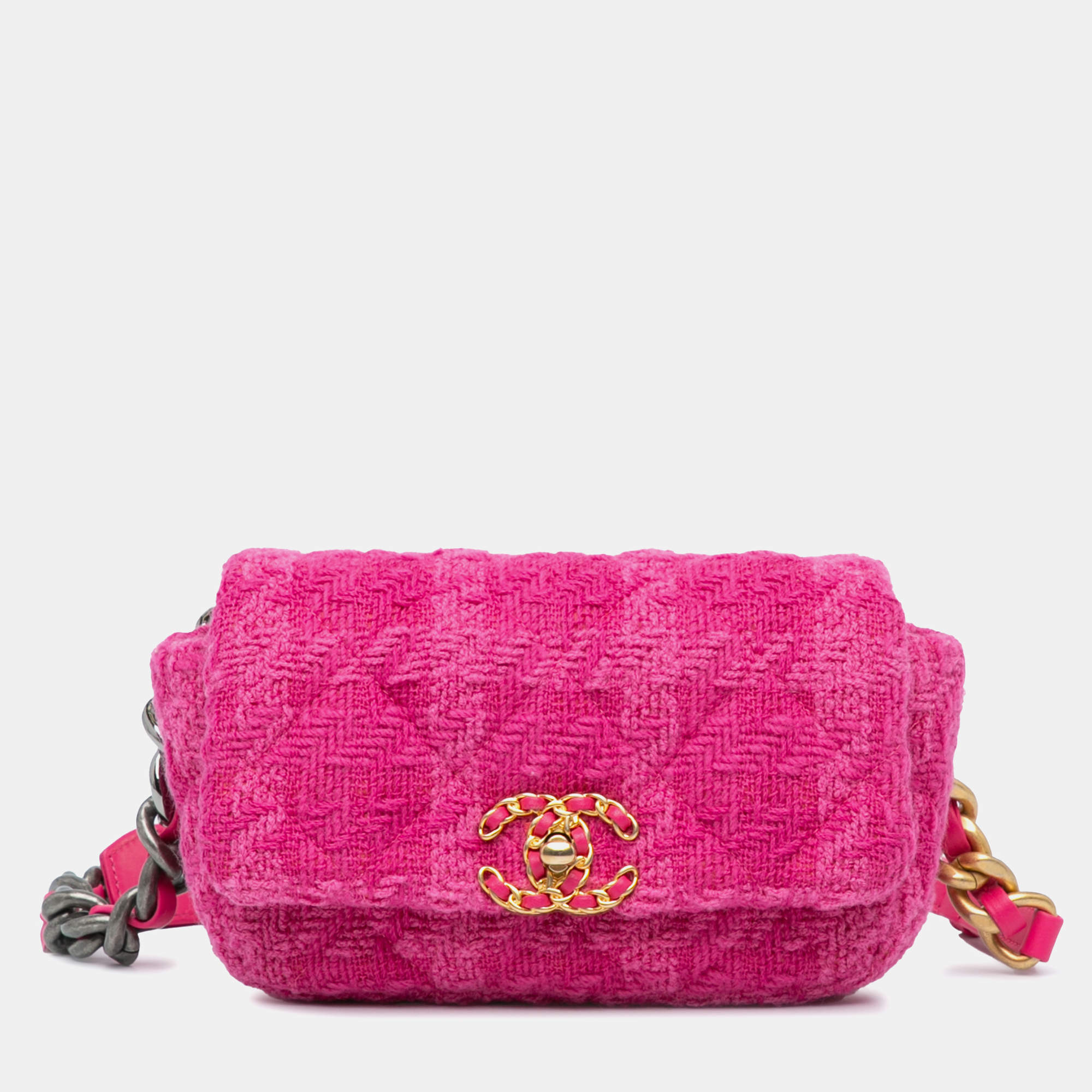 Chanel Pink Tweed 19 Belt Bag