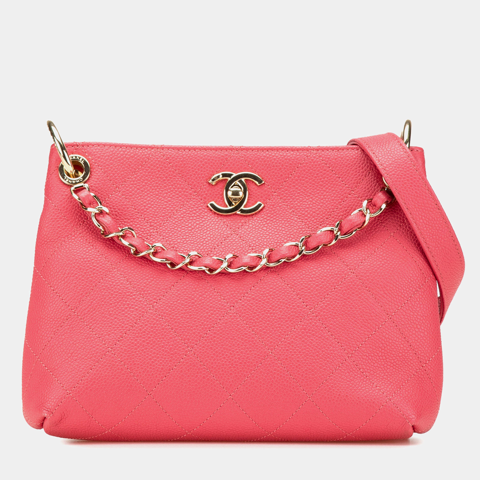 Chanel Pink Small Quilted Caviar City Walk Hobo