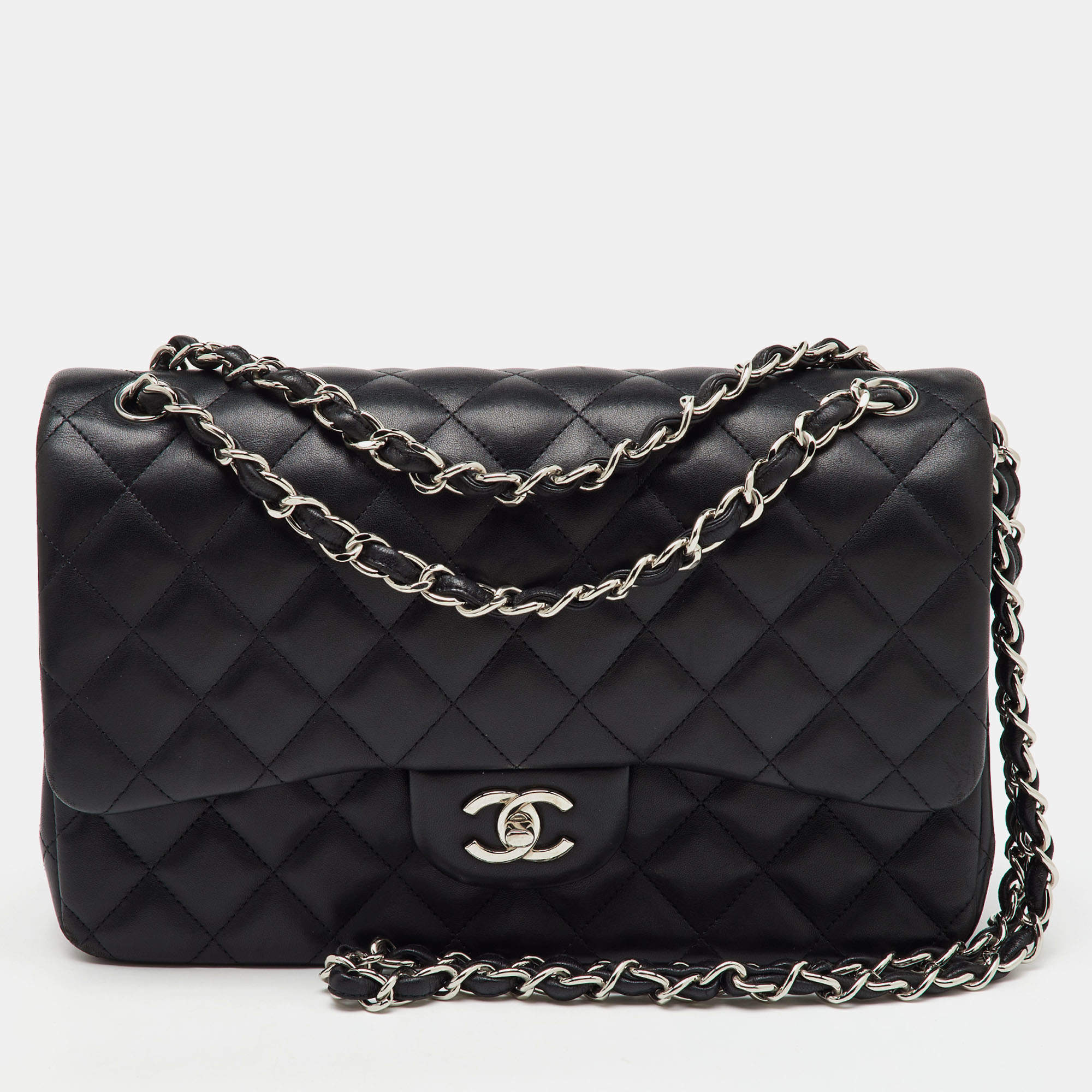 Chanel Black Quilted Leather Large Classic Double Flap Bag