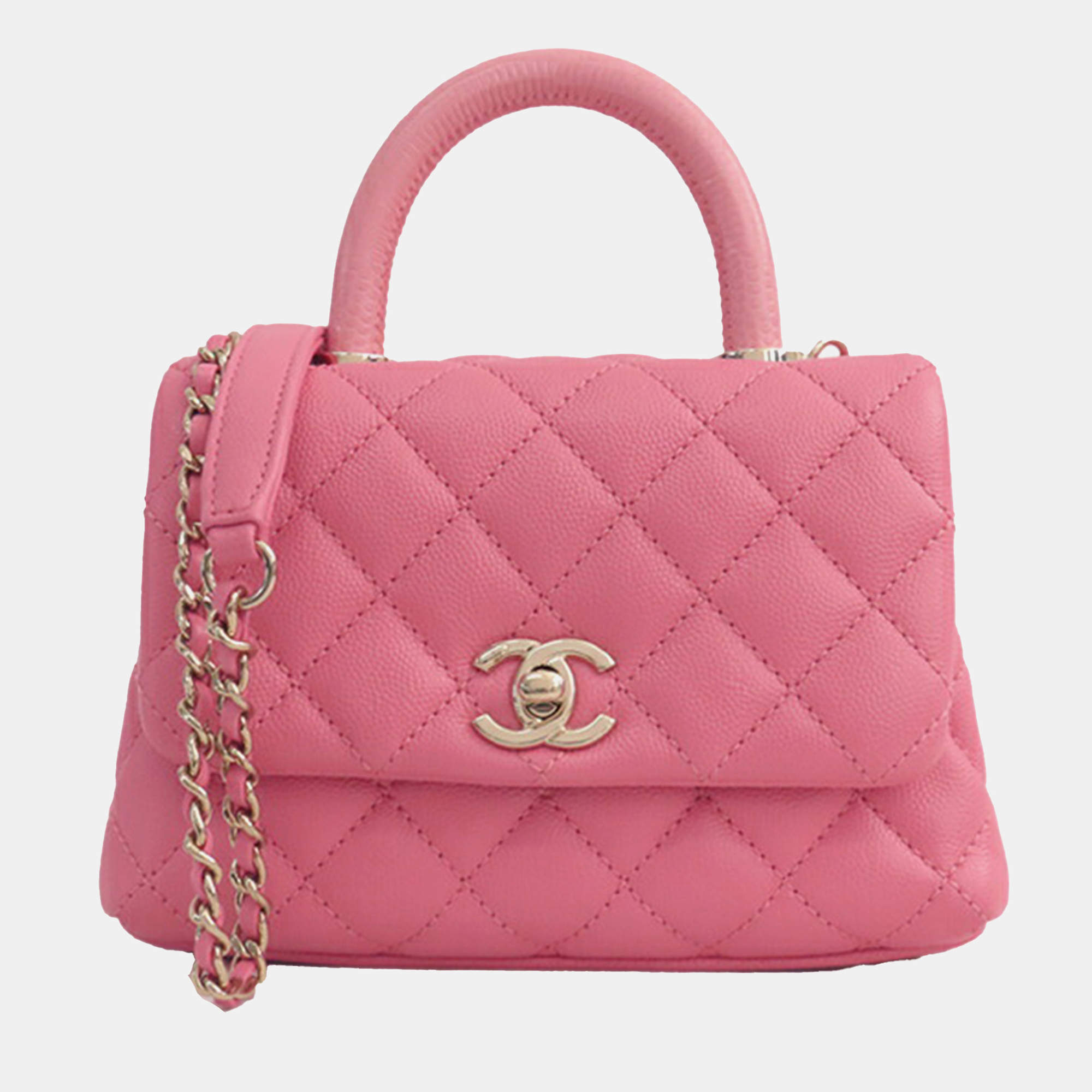 Chanel Pink Extra Mini Caviar and Lizard Embossed Coco Top Handle Bag