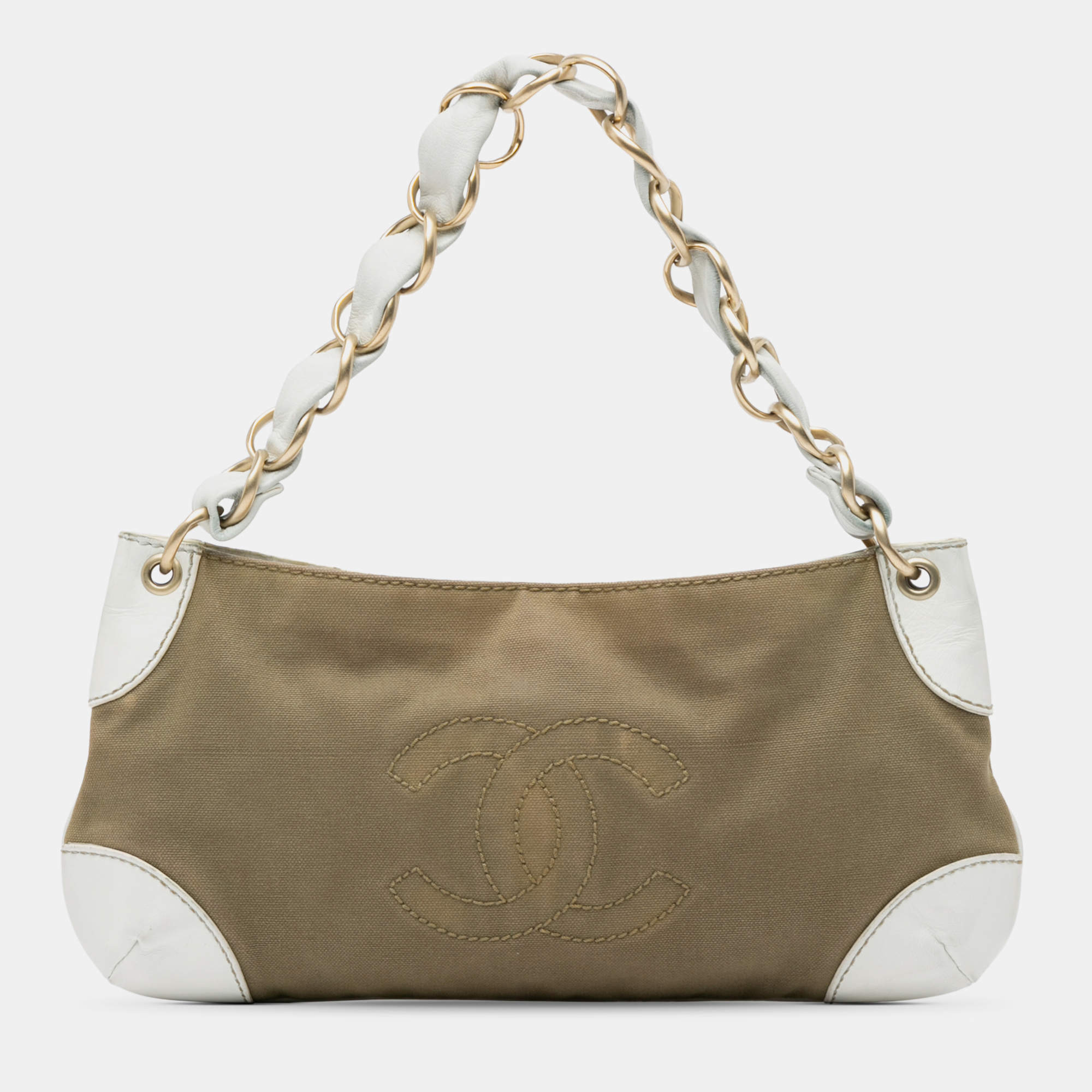 Chanel Brown Canvas Olsen Shoulder Bag