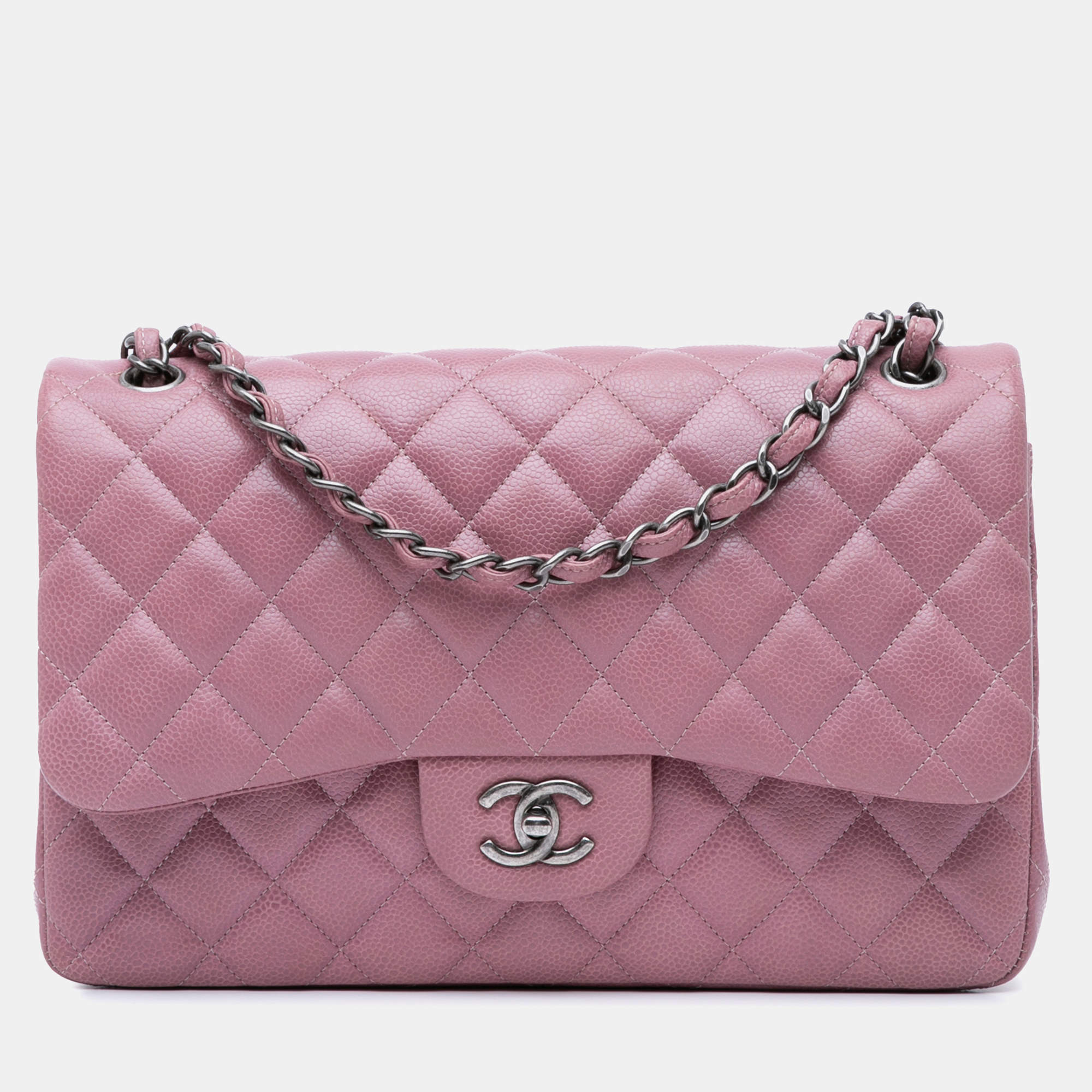 Chanel Pink Jumbo Classic Caviar Double Flap