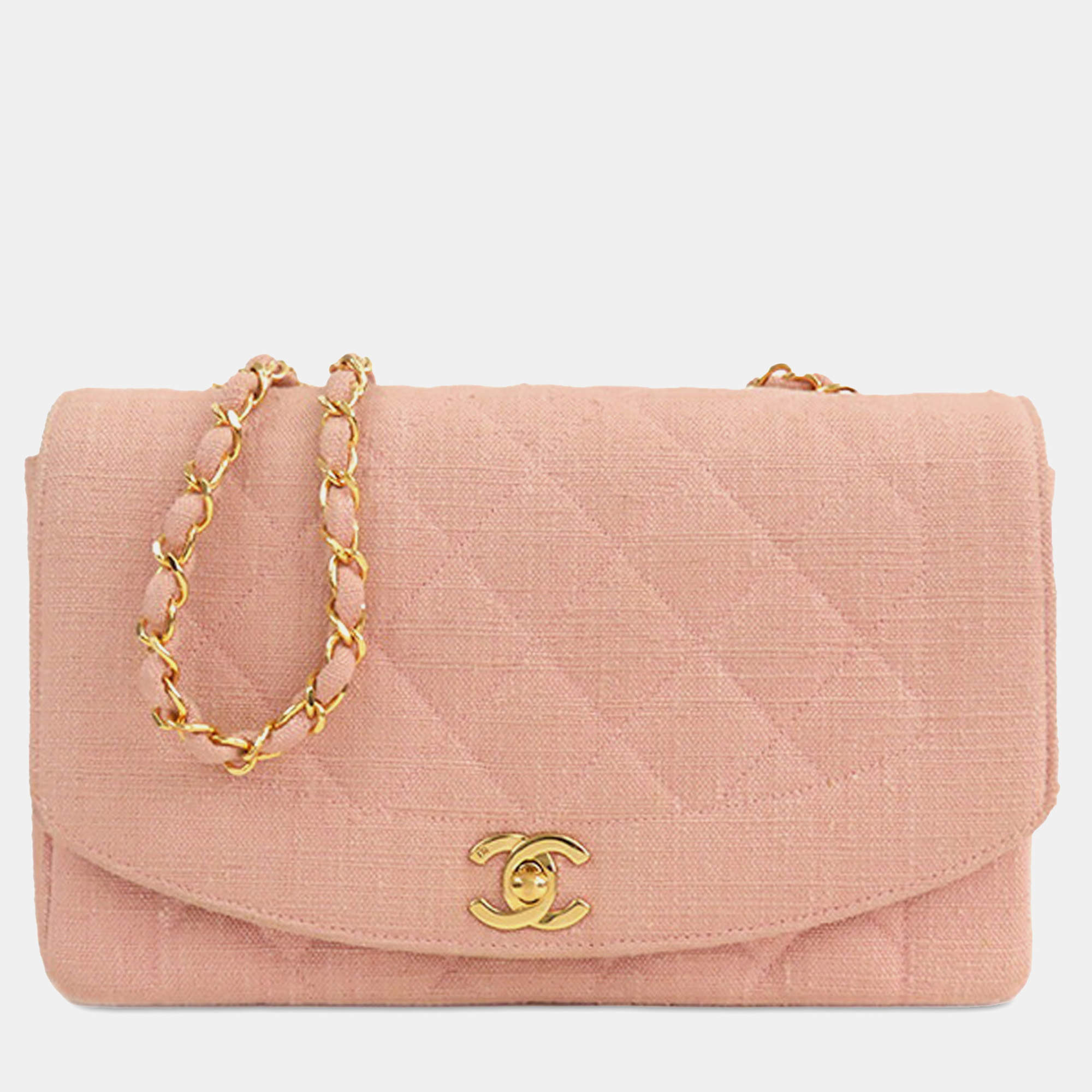 Chanel Pink Medium Linen Diana Flap