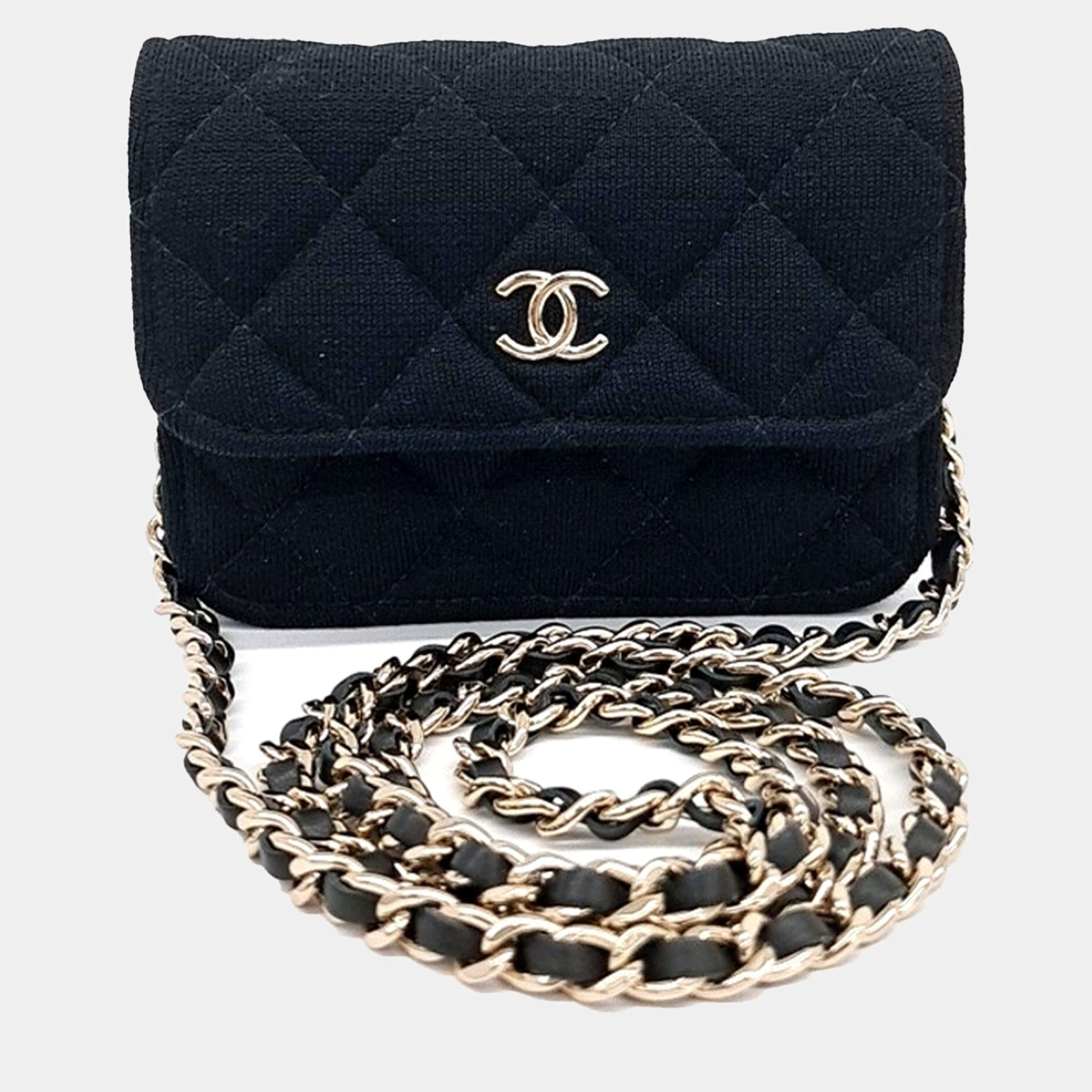 Chanel Black Fabric mini chain crossbody bag