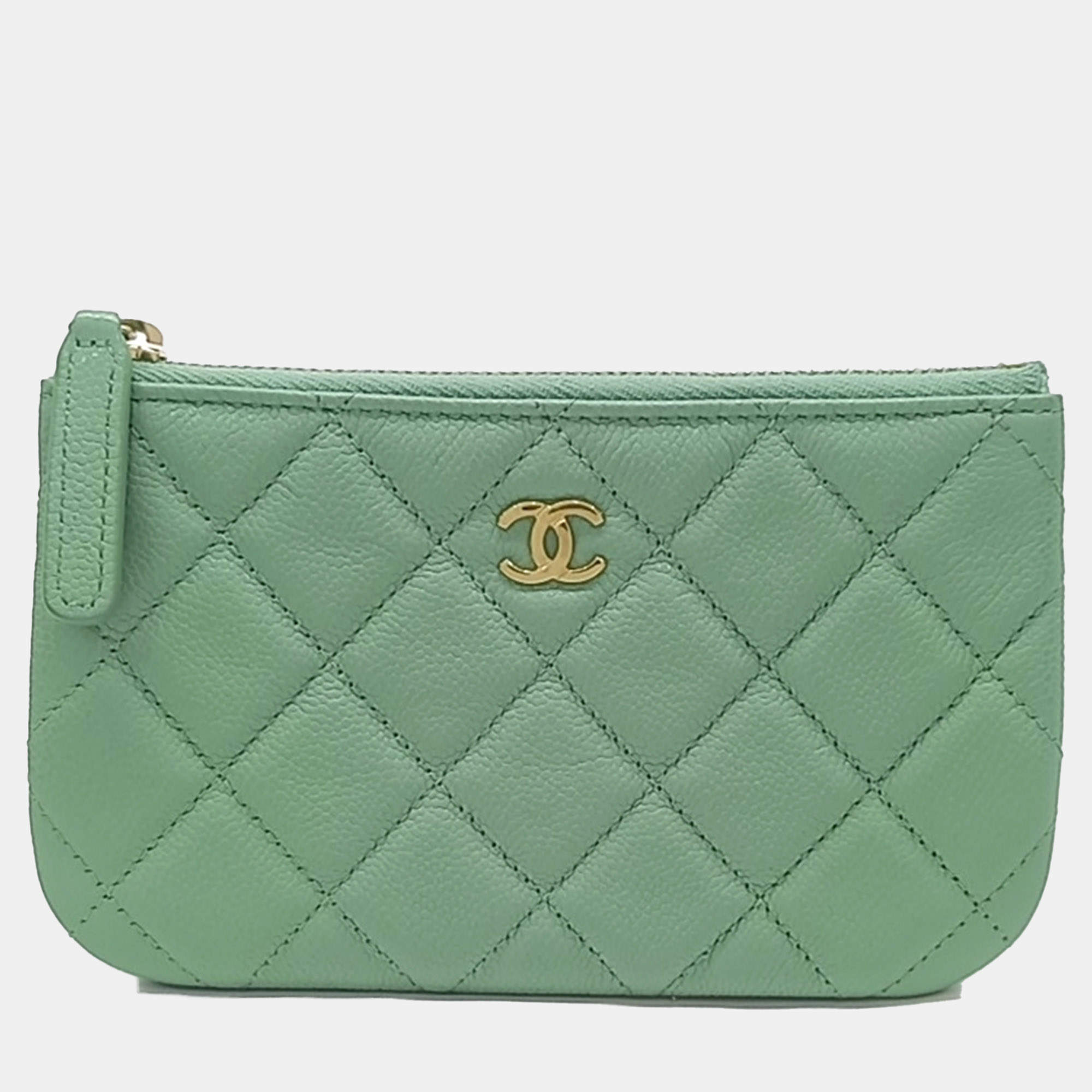 Chanel Green Leather caviar mini pouch