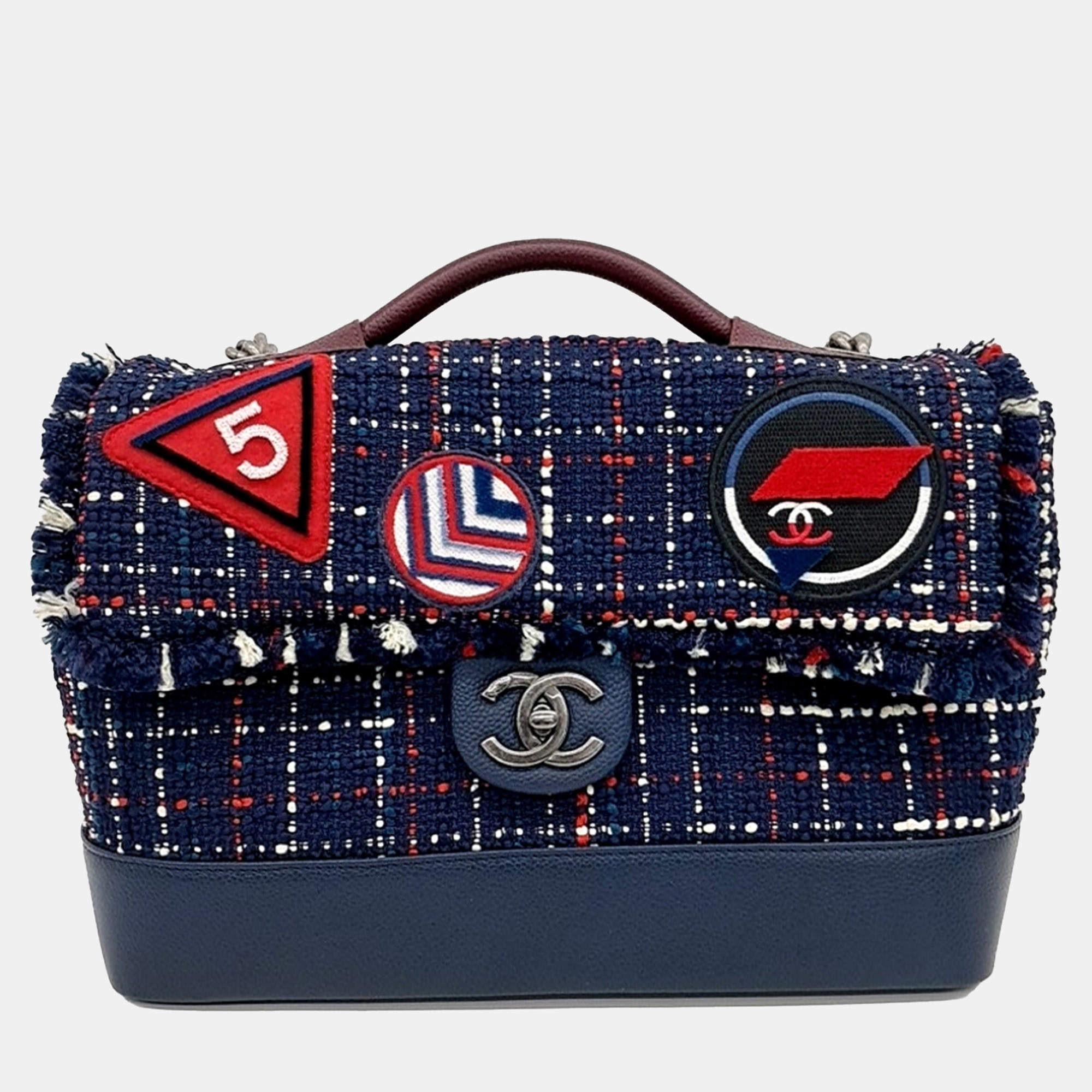 Chanel Navy Blue Tweed top handle shoulder bag